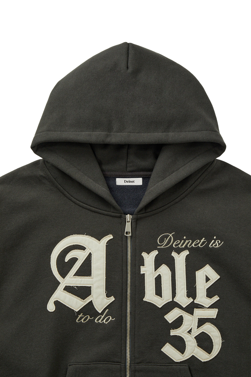 Deinet - Applique Able Oversize Hood Zip Up (Charcoal) product image 3 | TRAB K-Fashion Australia
