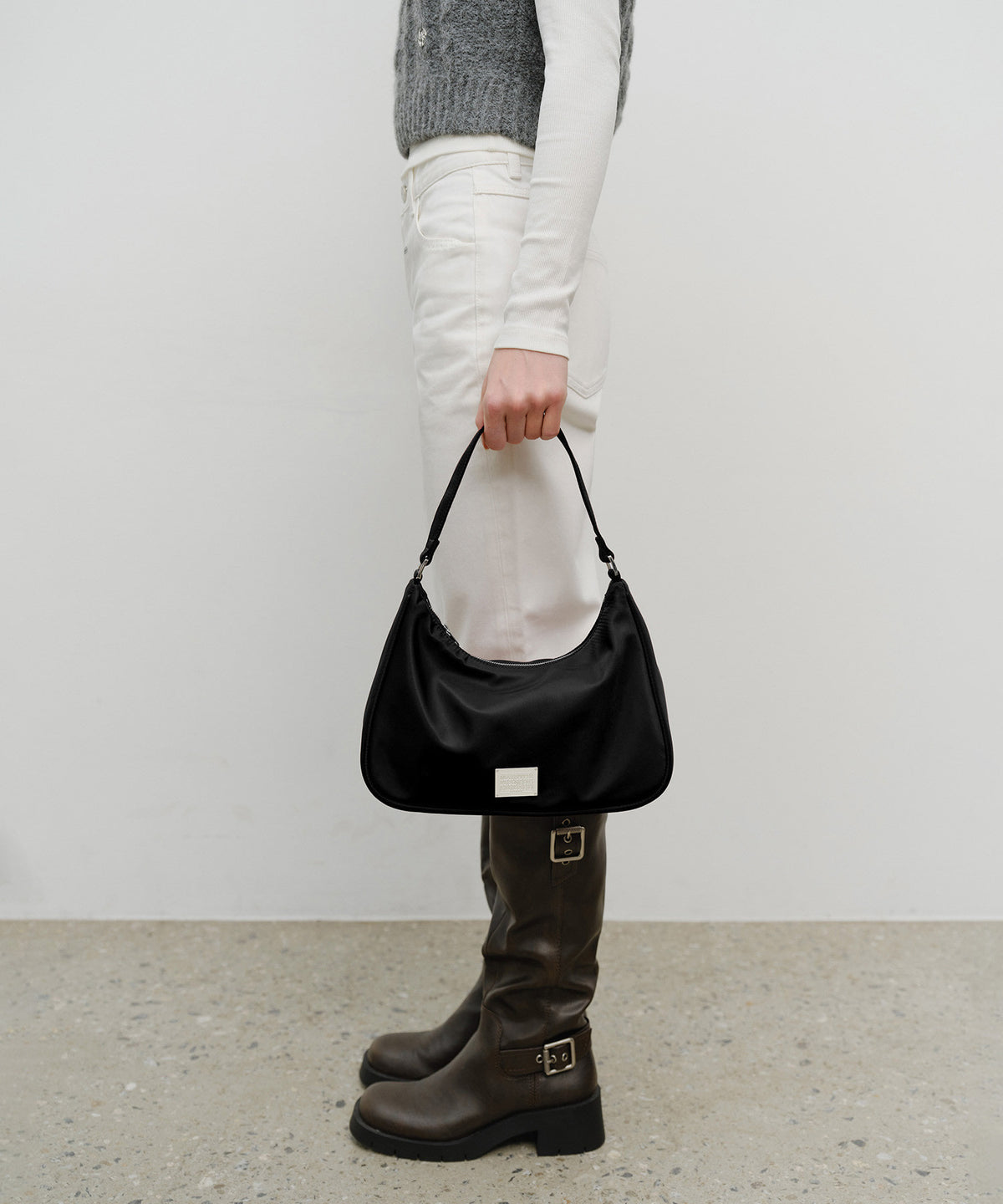 Marithe & Francois Girbaud - Classic Logo Hobo Bag (Black) product image 6 | TRAB K-Fashion Australia