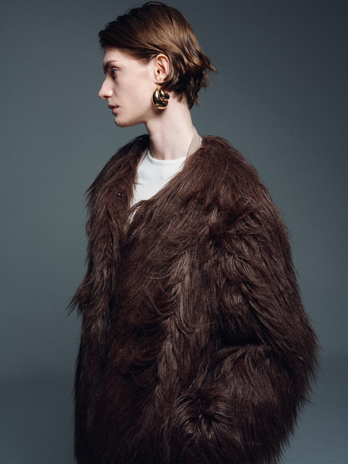 Tonywack - Long Hair Faux Fur Jacket (Brown) product image 6 | TRAB K-Fashion Australia