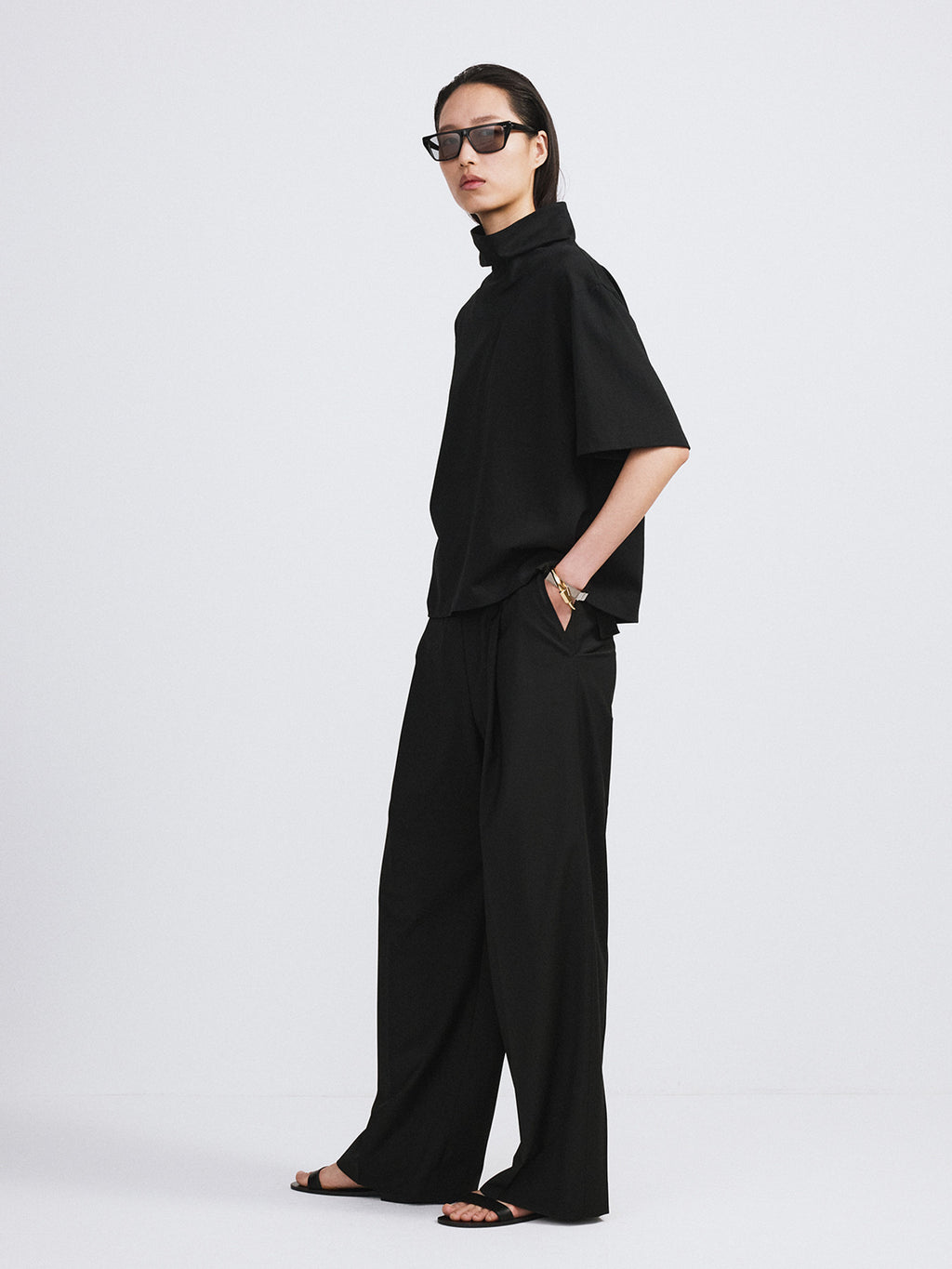 Recto - Banding Waist Wide Pants (Black) product image 2 | TRAB K-Fashion Australia