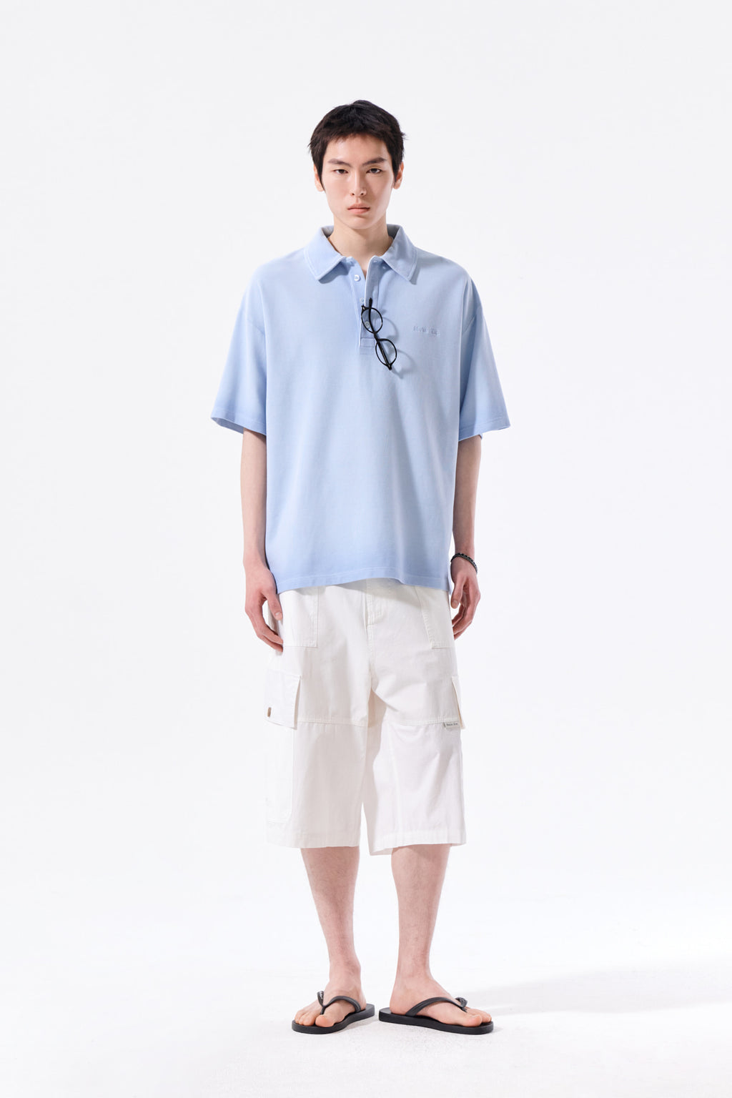 Matin Kim - Small Logo Washed Pique Top (Blue) product image 11 | TRAB K-Fashion Australia