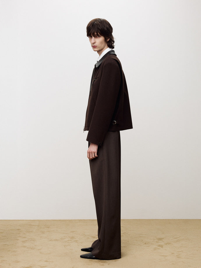 Tonywack - Leather Trim Wool Blouson (Dark Brown) product image 3 | TRAB K-Fashion Australia