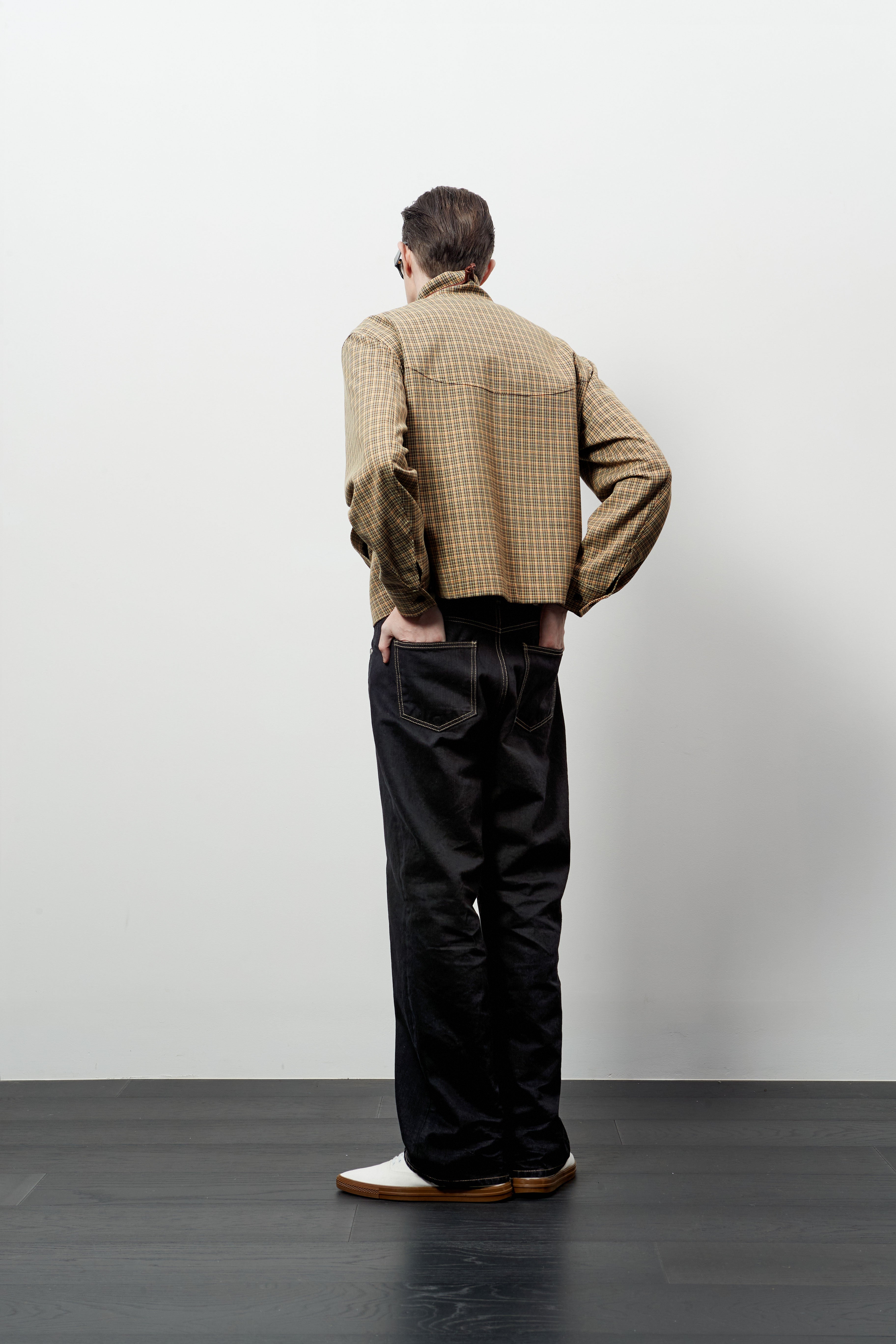 Stu - High Neck Crop Check Jacket Orange (Brown) product image 14 | TRAB K-Fashion Australia