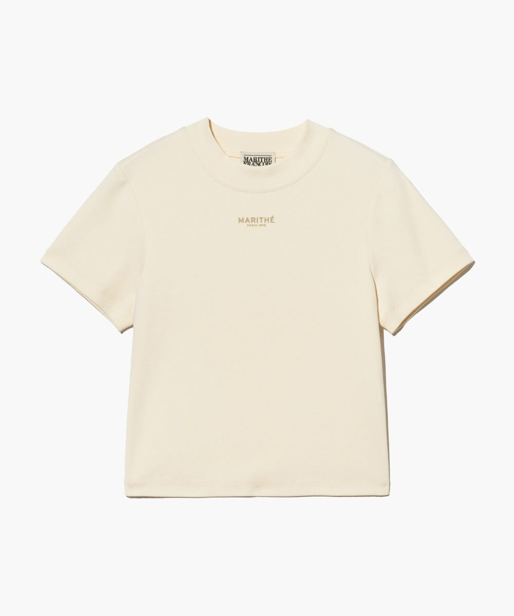 Marithe & Francois Girbaud - Mock Neck Crop Tee (Ivory) product image 1 | TRAB K-Fashion Australia