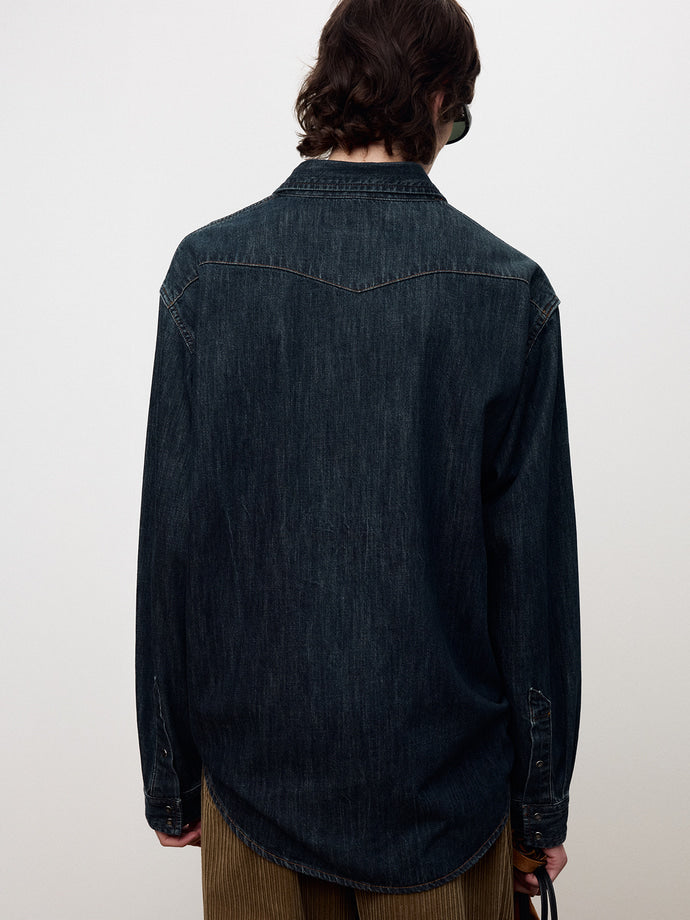 Tonywack - Washed Denim Western Shirt (Dark Blue) product image 6 | TRAB K-Fashion Australia
