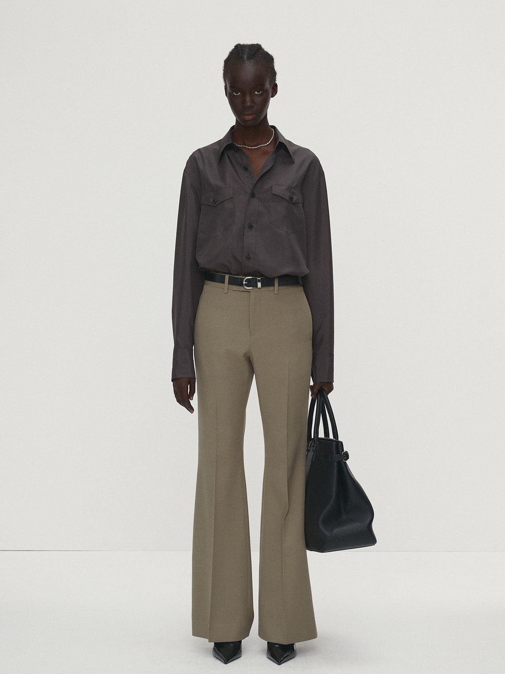 Tonywack - Wool Twill Flared Trousers (Khaki) product image 2 | TRAB K-Fashion Australia