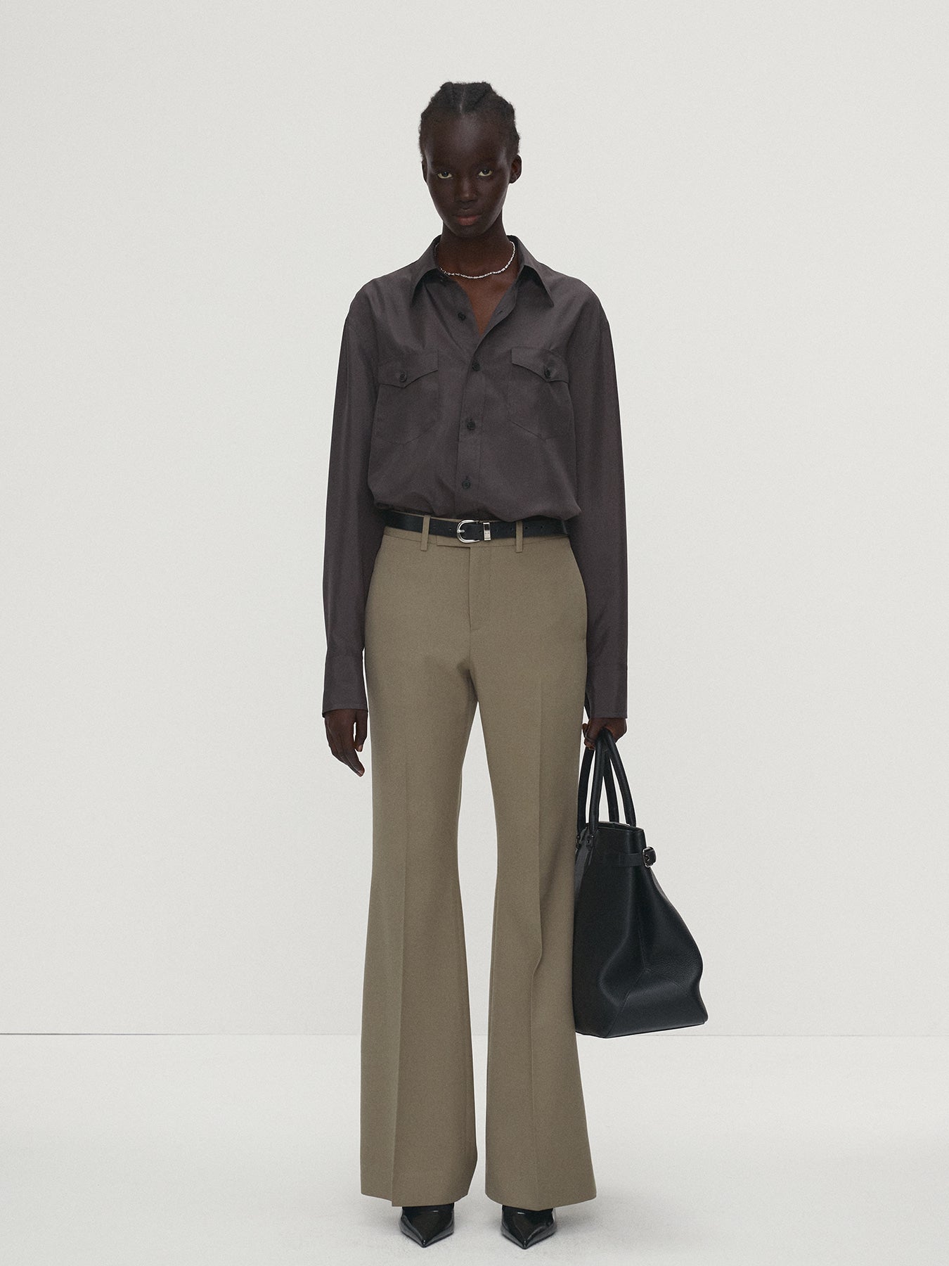 Tonywack - Wool Twill Flared Trousers (Khaki) product image 2 | TRAB K-Fashion Australia