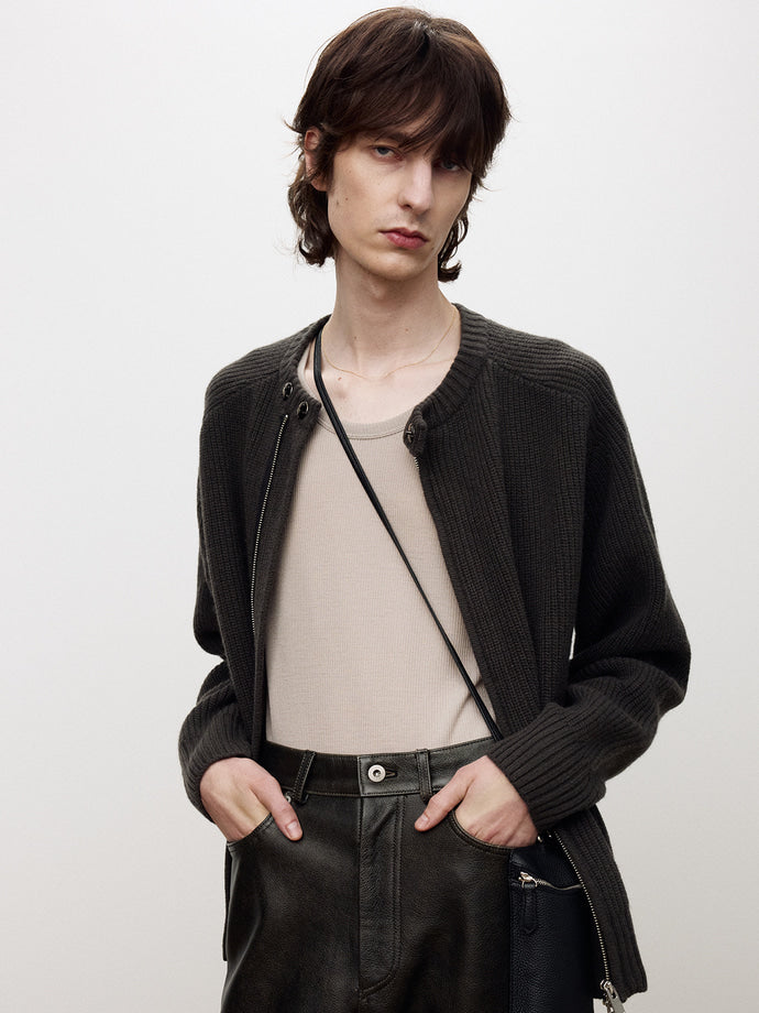 Tonywack - Merino Wool Knitted Zip-Up Jumper (Anthracite) product image 6 | TRAB K-Fashion Australia