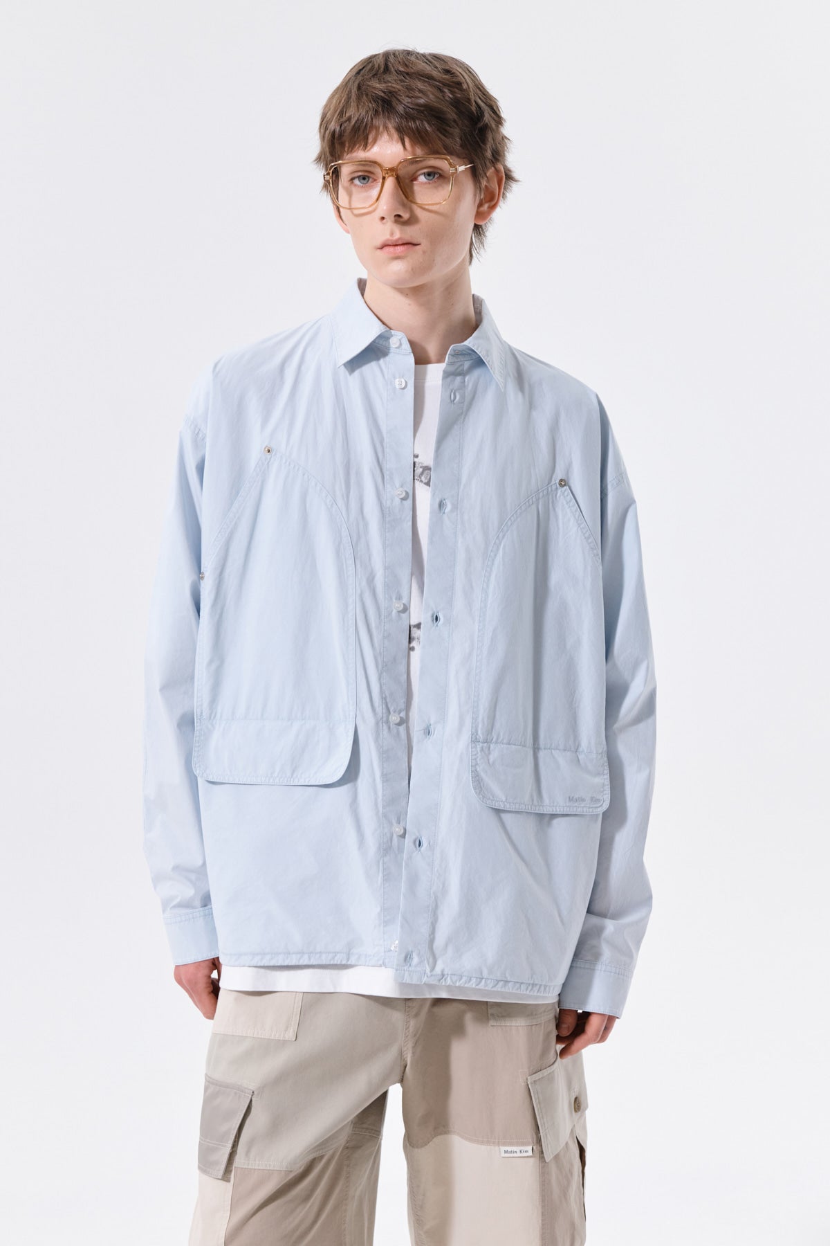 Matin Kim - Washed Cotton Drawstring Shirt (Sky) product image 11 | TRAB K-Fashion Australia