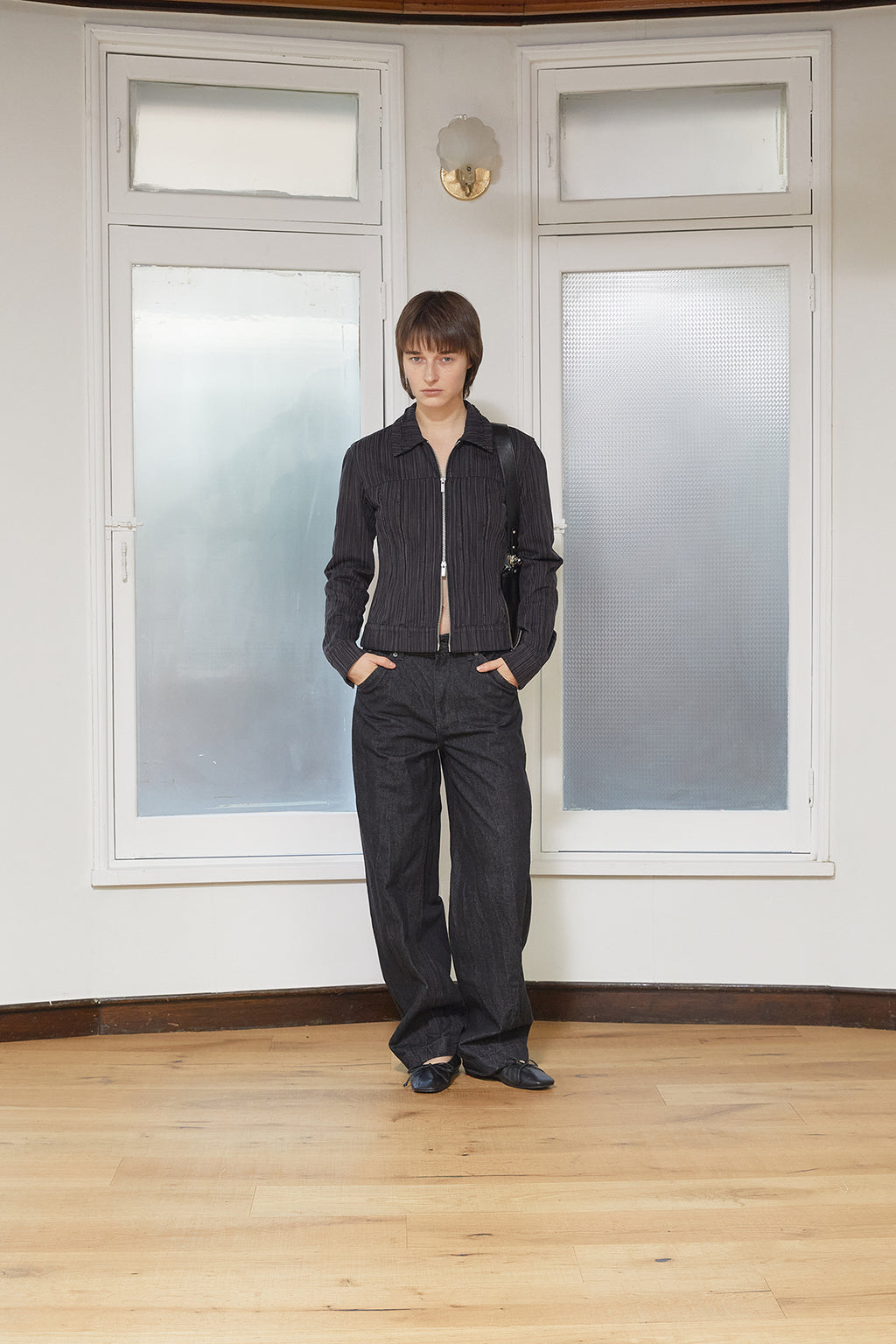 Matin Kim - Cut Out Slim Zip Up Jumper (Charcoal) product image 17 | TRAB K-Fashion Australia