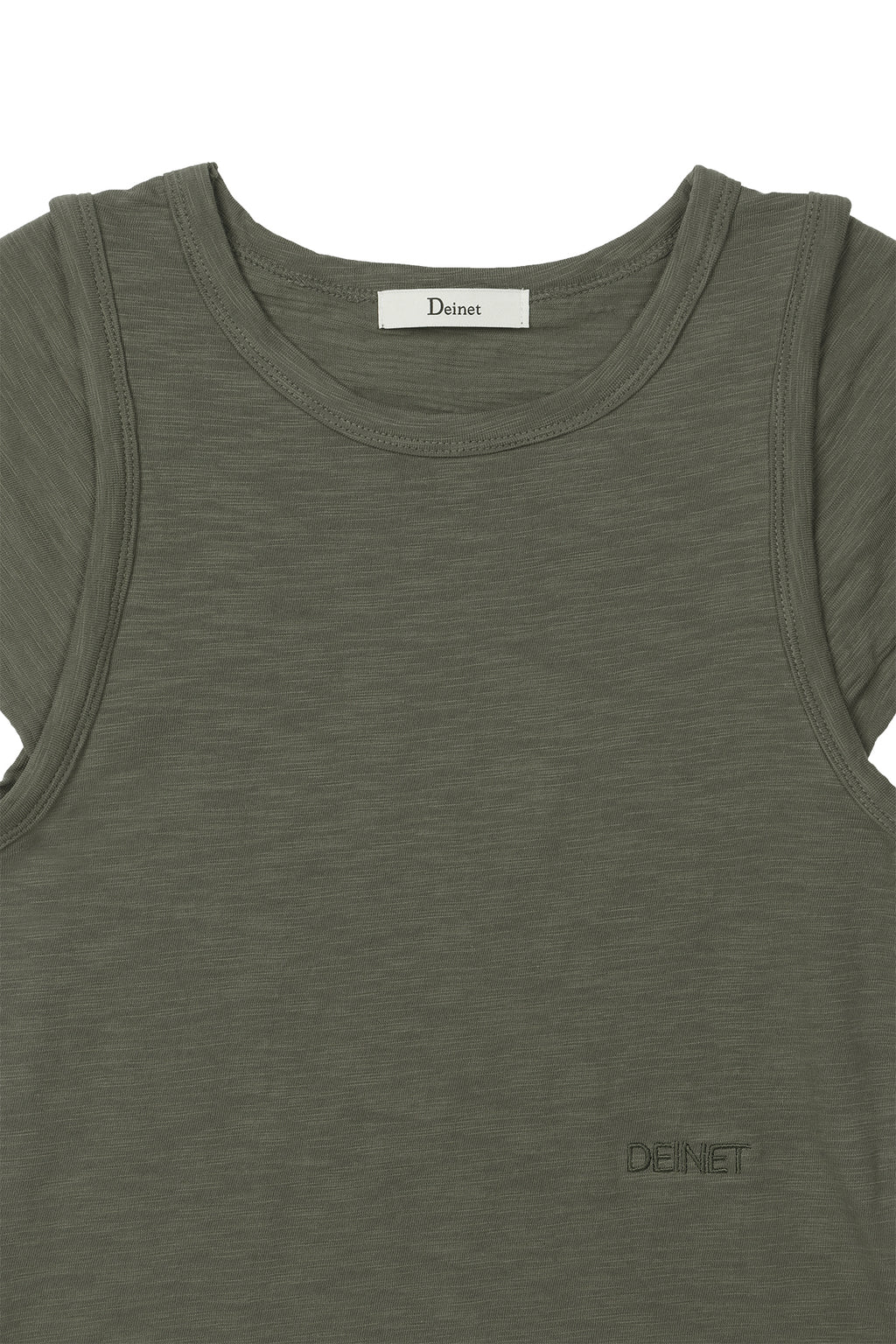 Deinet - Slub Cap Sleeve T-Shirt (Khaki) product image 3 | TRAB K-Fashion Australia