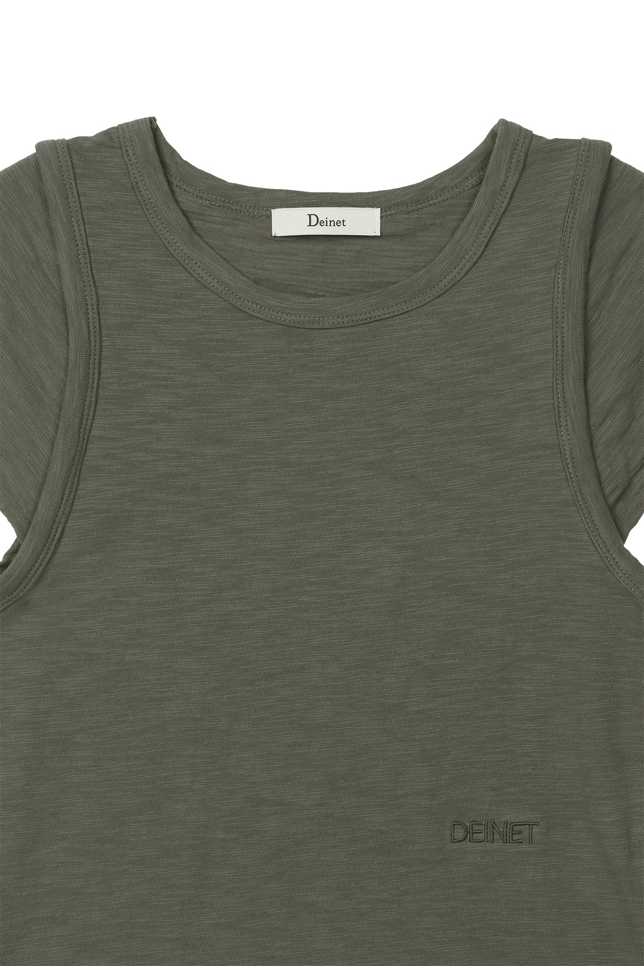 Deinet - Slub Cap Sleeve T-Shirt (Khaki) product image 3 | TRAB K-Fashion Australia
