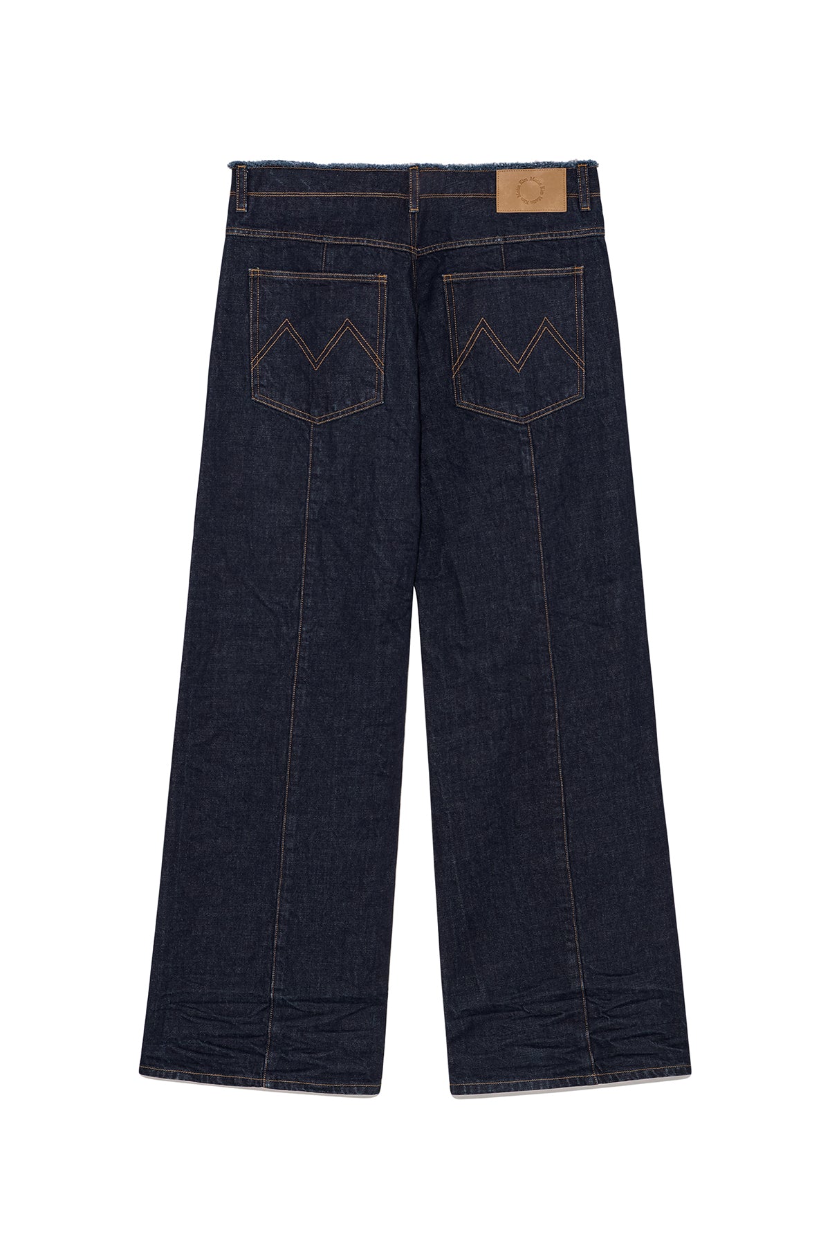 Matin Kim - Back Pintuck Waistless Denim Pants (Navy) product image 2 | TRAB K-Fashion Australia