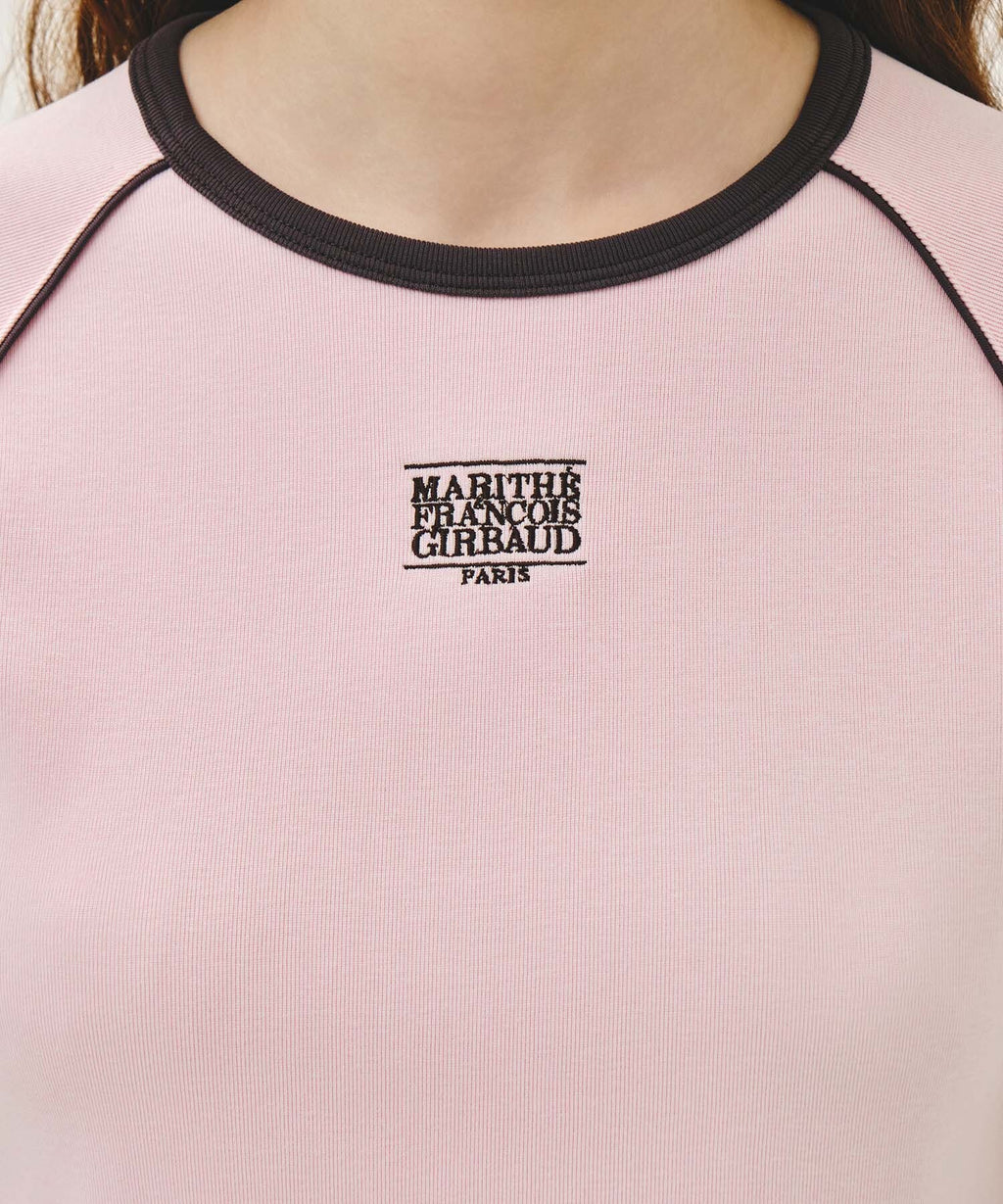 Marithe & Francois Girbaud - Aerocool Small Classic Logo Ringer Slim Crop Tee (Pink) product image 4 | TRAB K-Fashion Australia