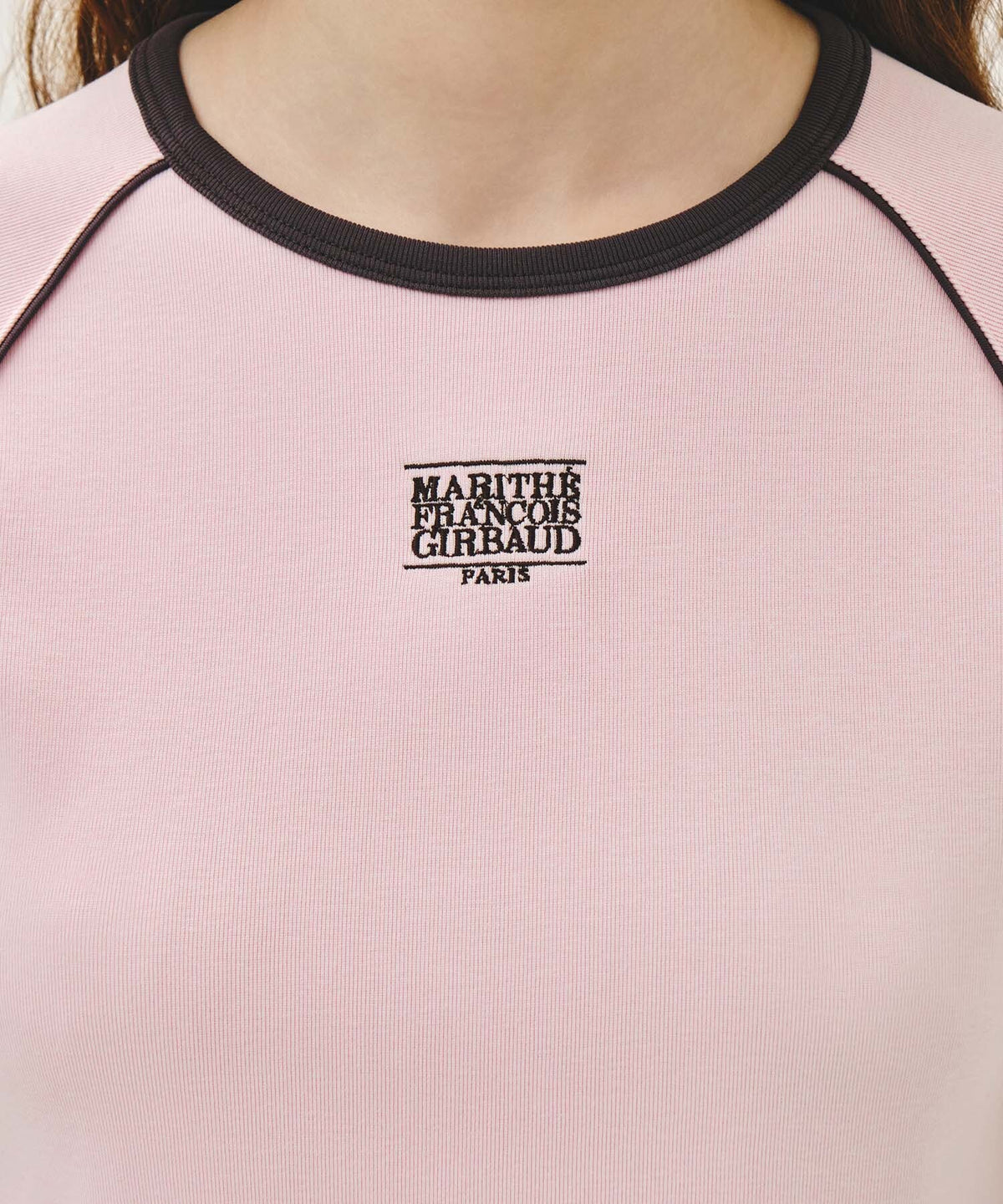Marithe & Francois Girbaud - Aerocool Small Classic Logo Ringer Slim Crop Tee (Pink) product image 4 | TRAB K-Fashion Australia