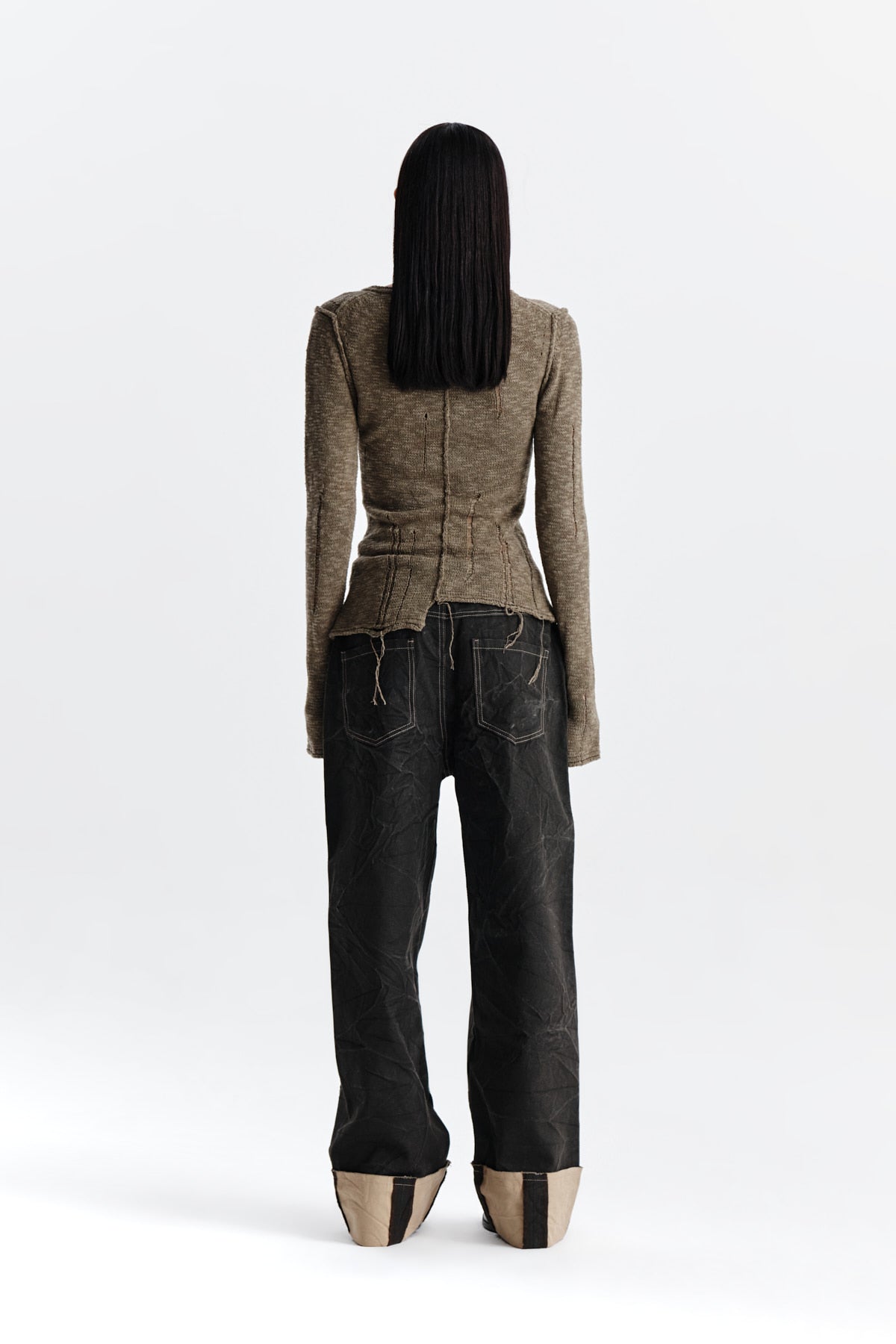 Matin Kim - Pigment Washed Denim Pants (Khaki Brown) product image 7 | TRAB K-Fashion Australia