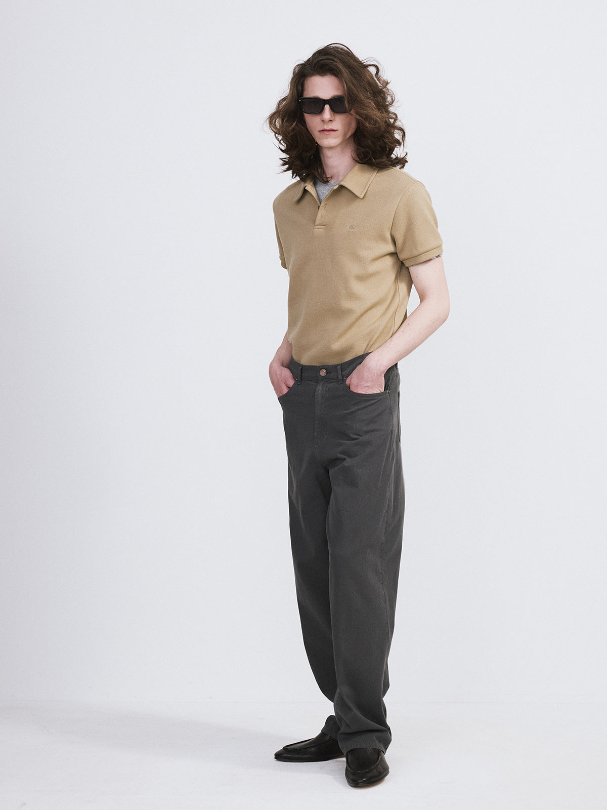 Recto - Slim Fit Pique Top (Khaki Beige) product image 3 | TRAB K-Fashion Australia