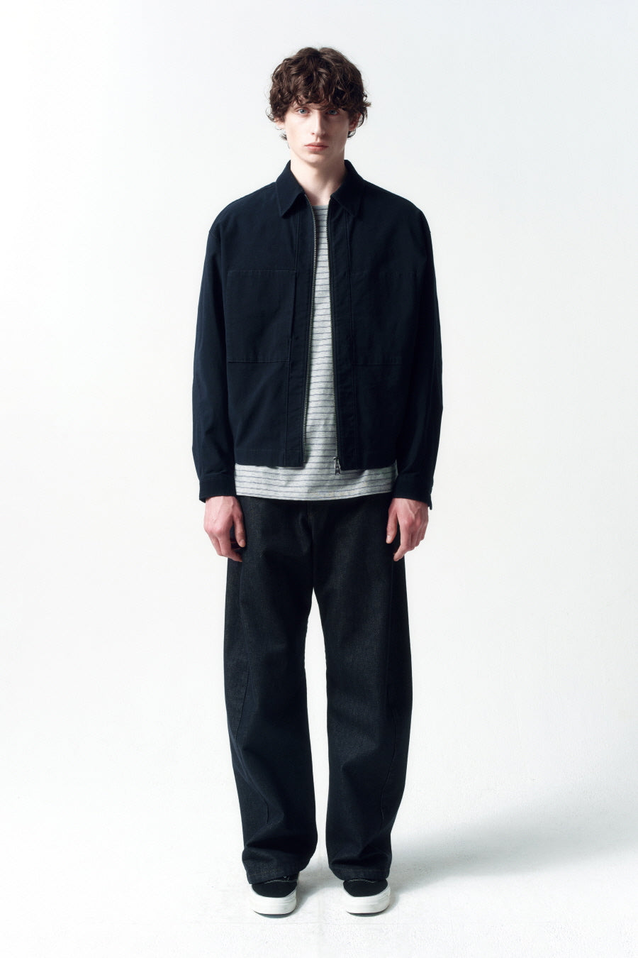 Insilence - Washed Hidden Pocket Jacket (Dark Navy) product image 1 | TRAB K-Fashion Australia