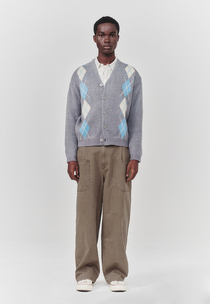 Art if acts - Argyle Mohair Knit Cardigan (Grey) product image 1 | TRAB K-Fashion Australia
