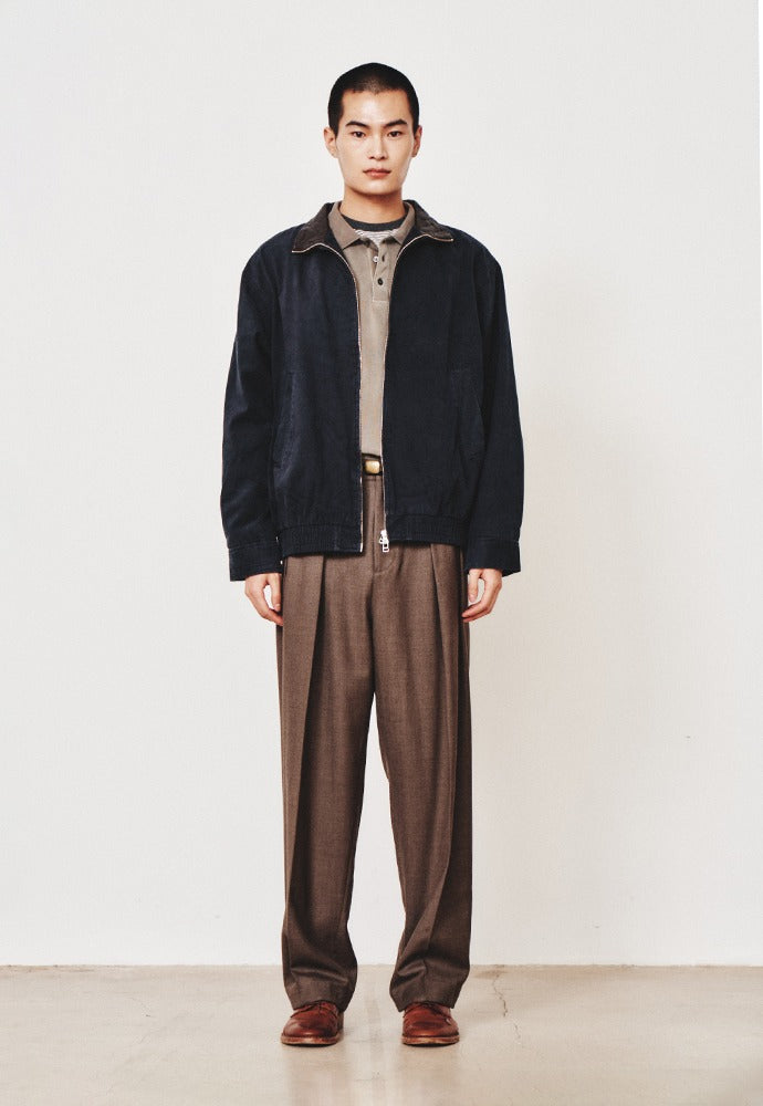 Art if acts - Washed Leather Collar Jacket (Dark Navy) product image 1 | TRAB K-Fashion Australia