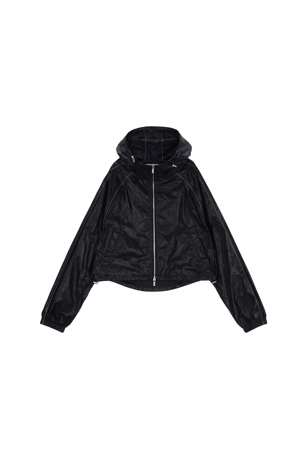 Matin Kim - Matin Crop Hoody Coating Jumper (Black) product image 2 | TRAB K-Fashion Australia