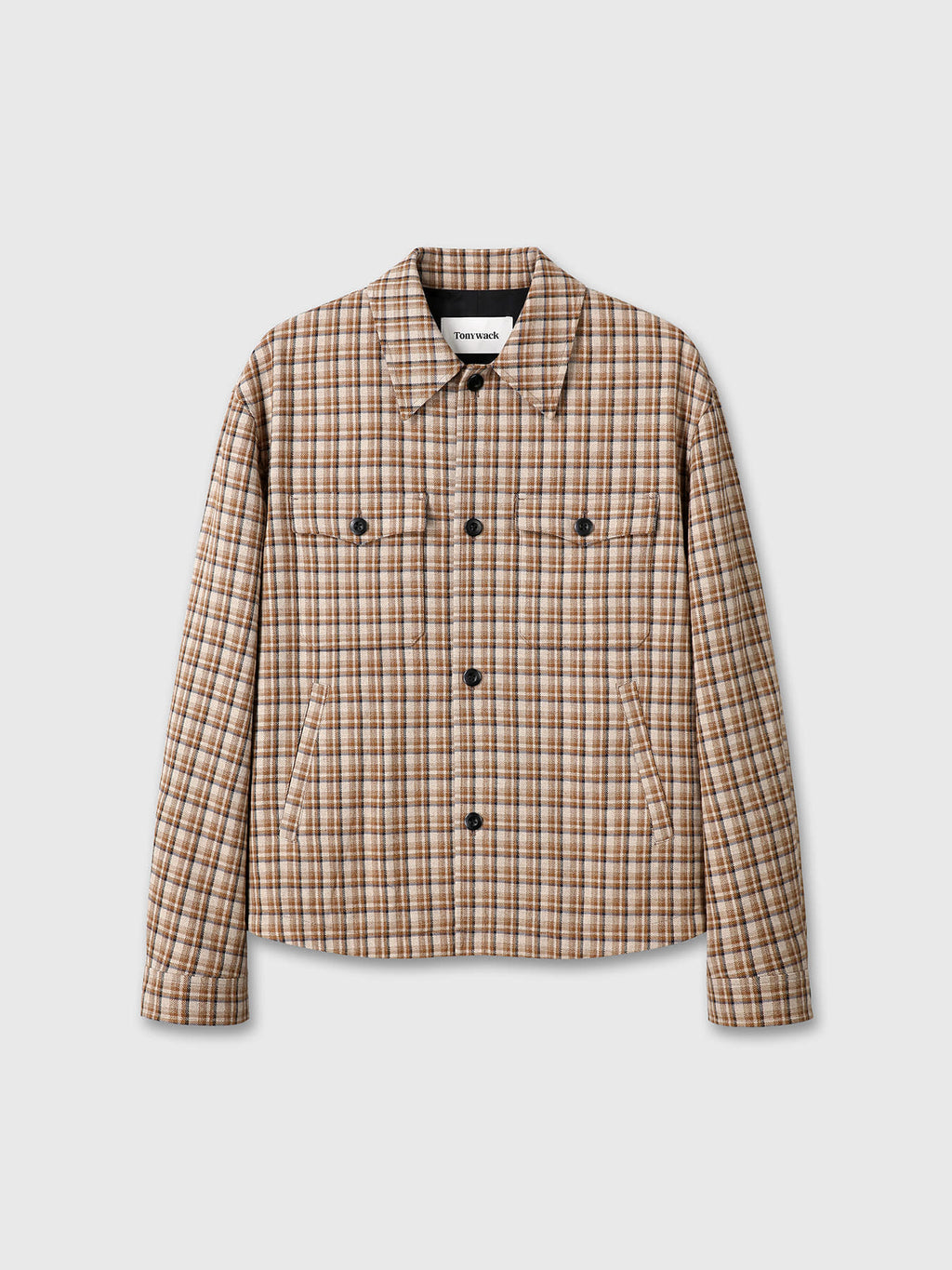 Tonywack - Checked Wool Shirt Blouson (Taupe Navy) product image 6 | TRAB K-Fashion Australia
