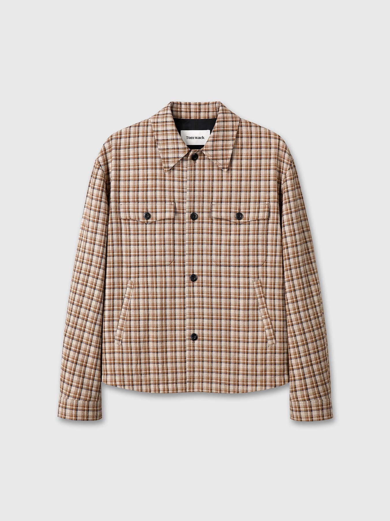 Tonywack - Checked Wool Shirt Blouson (Taupe Navy) product image 6 | TRAB K-Fashion Australia