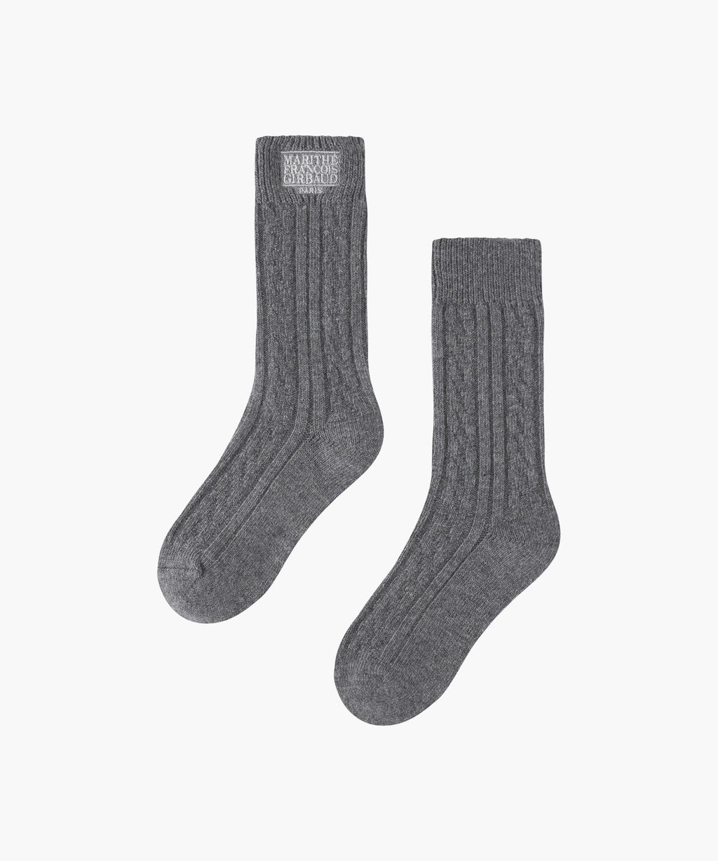 Marithe & Francois Girbaud - Classic Logo Cable Socks (Melange Gray) product image 1 | TRAB K-Fashion Australia