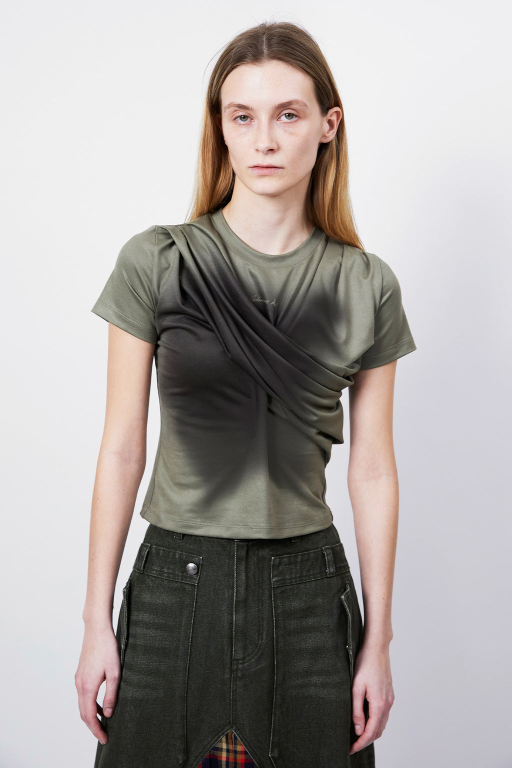 Andersson Bell - Gathered Hoodie Jersey Top (Khaki) product image 6 | TRAB K-Fashion Australia