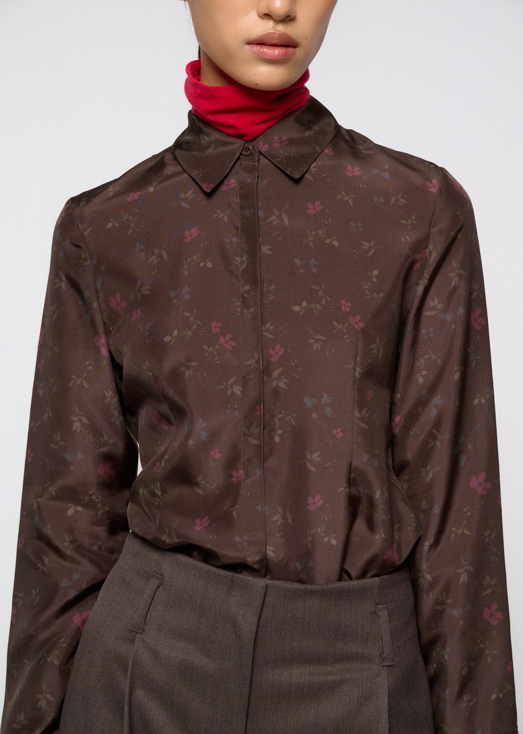Amomento - Silk floral shirt (Brown) product image 6 | TRAB K-Fashion Australia