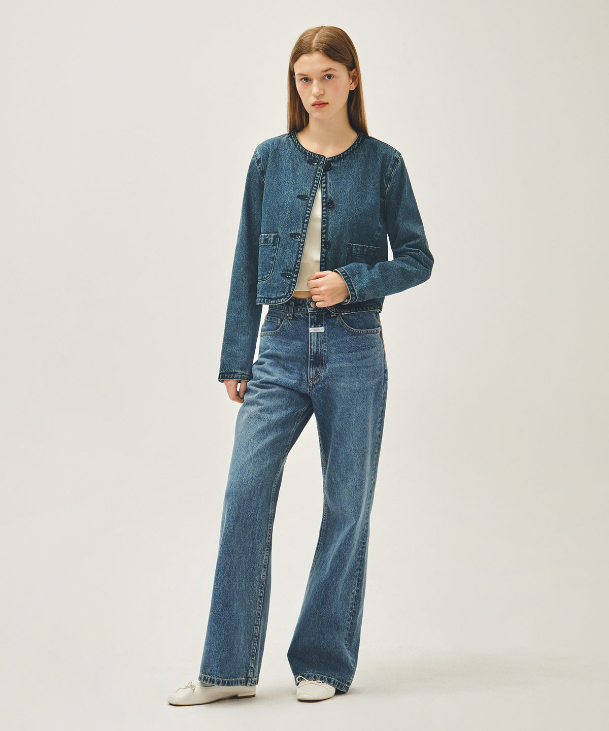 Marithe & Francois Girbaud - Round Neck Denim Jacket (Dark Blue) product image 5 | TRAB K-Fashion Australia