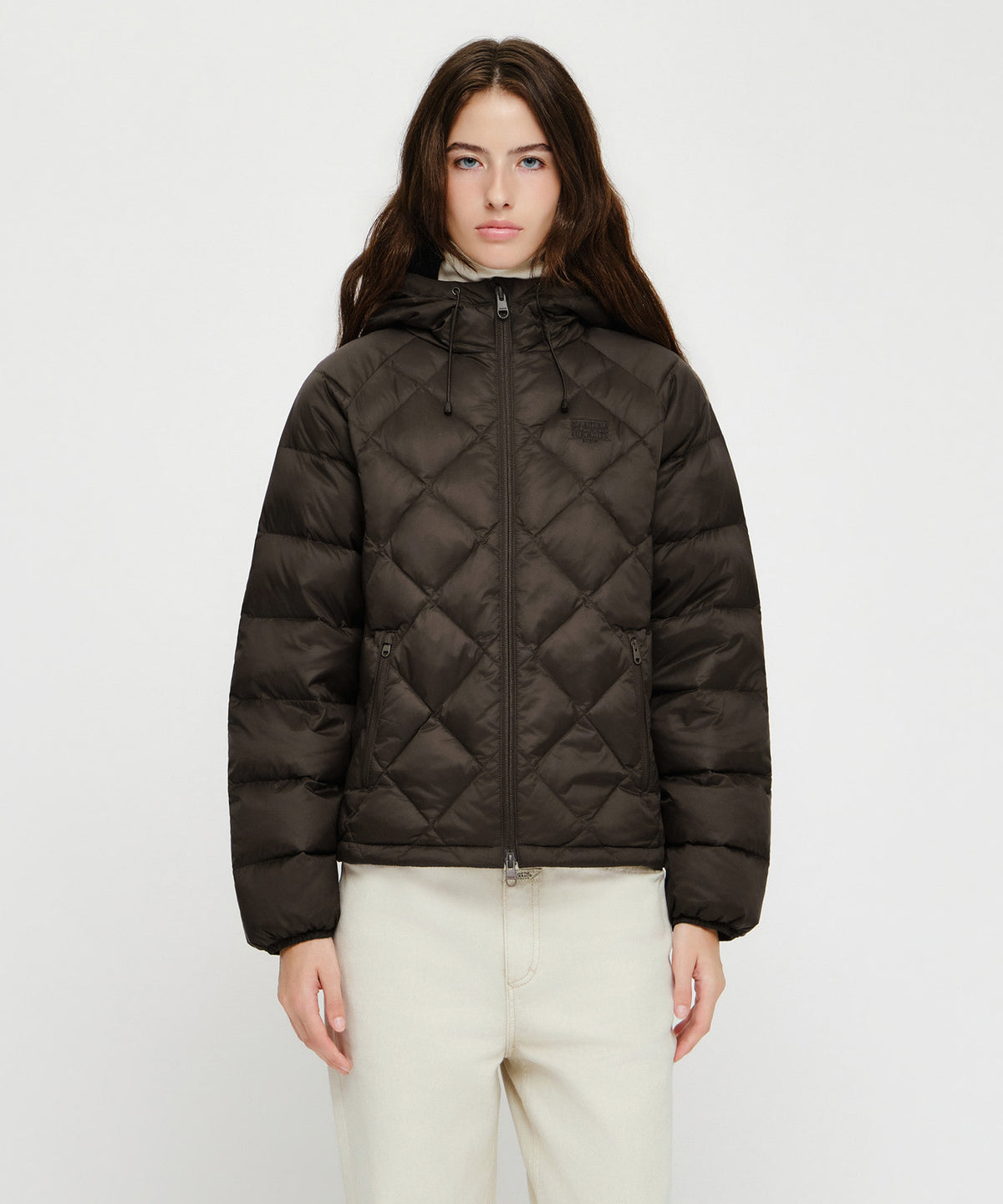 Marithe & Francois Girbaud - Hooded Lightweight Down Jacket (Brown) product image 1 | TRAB K-Fashion Australia