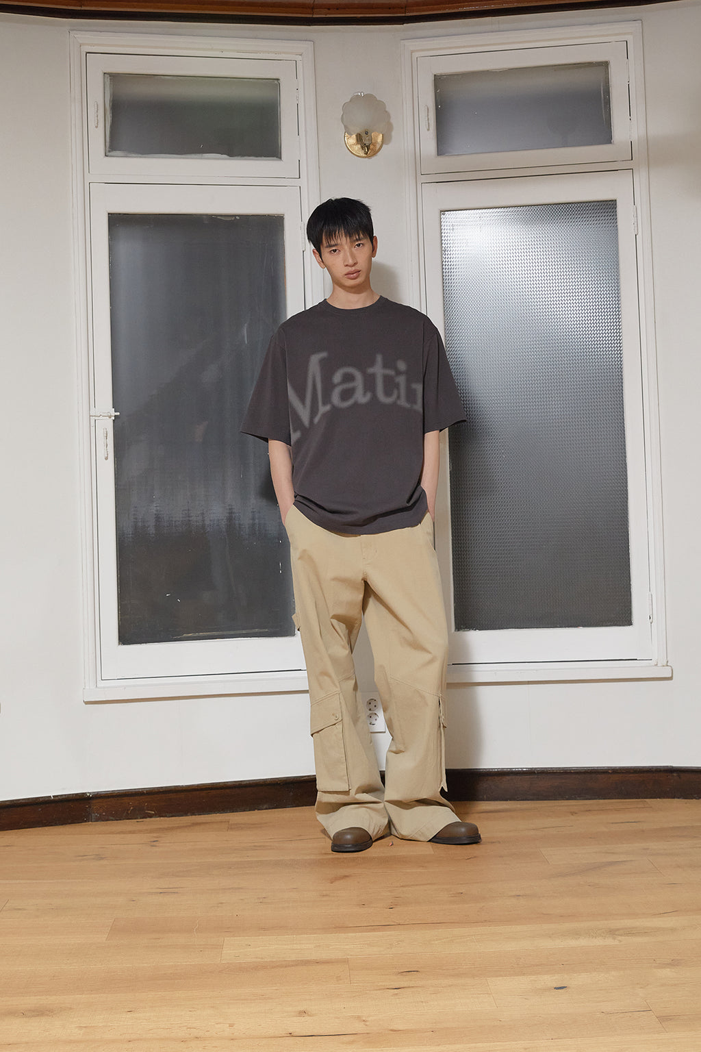 Matin Kim - Out Pocket Cotton Cargo Pants (Dark Beige) product image 11 | TRAB K-Fashion Australia