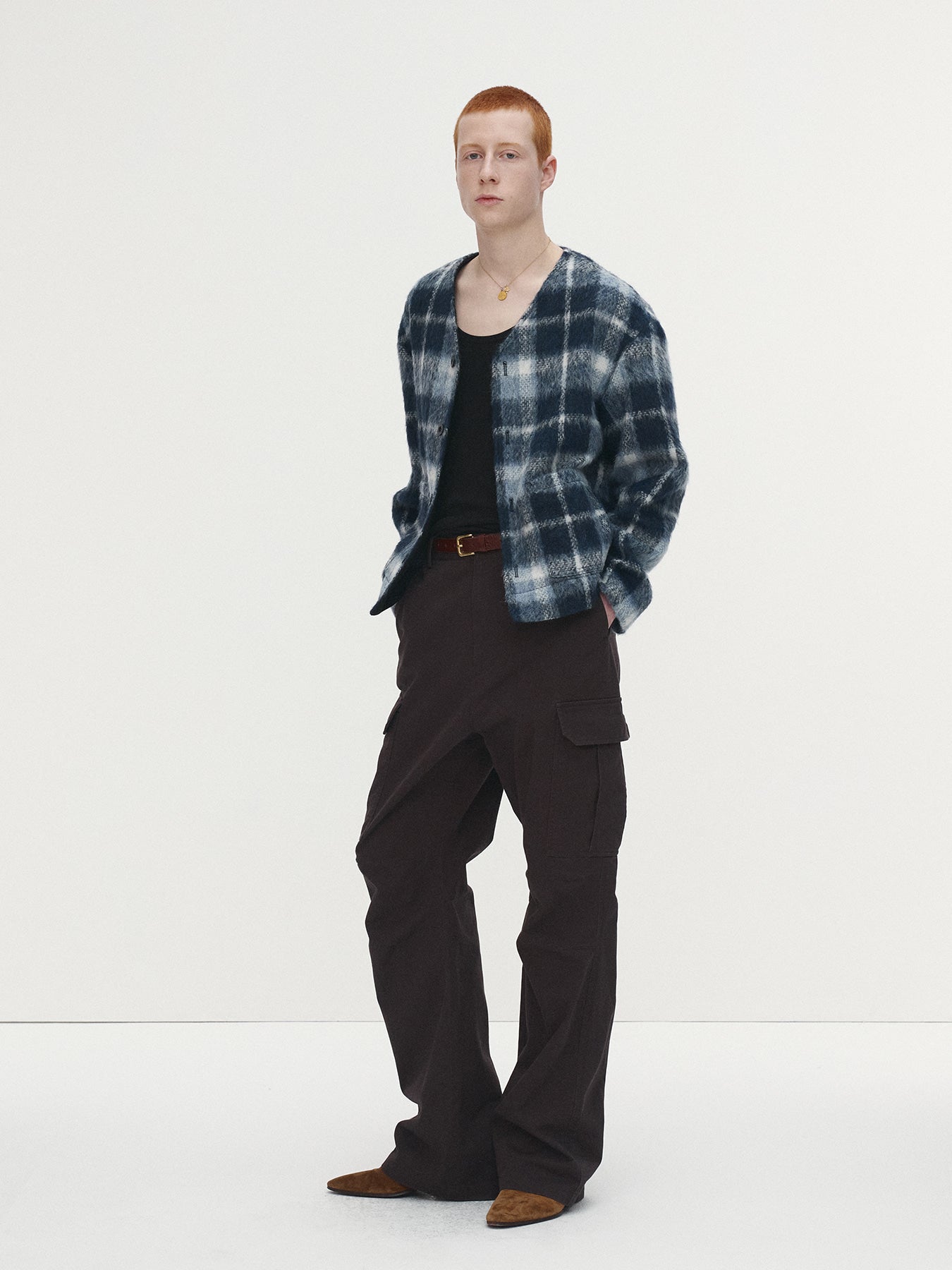 Tonywack - Checked Wool Mohair Blouson Italian Fabric (Blue) product image 2 | TRAB K-Fashion Australia