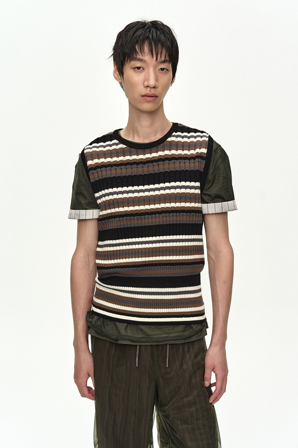 Andersson Bell - Contrast Rib Sleeveless (Black/Grey/Brown) product image 5 | TRAB K-Fashion Australia