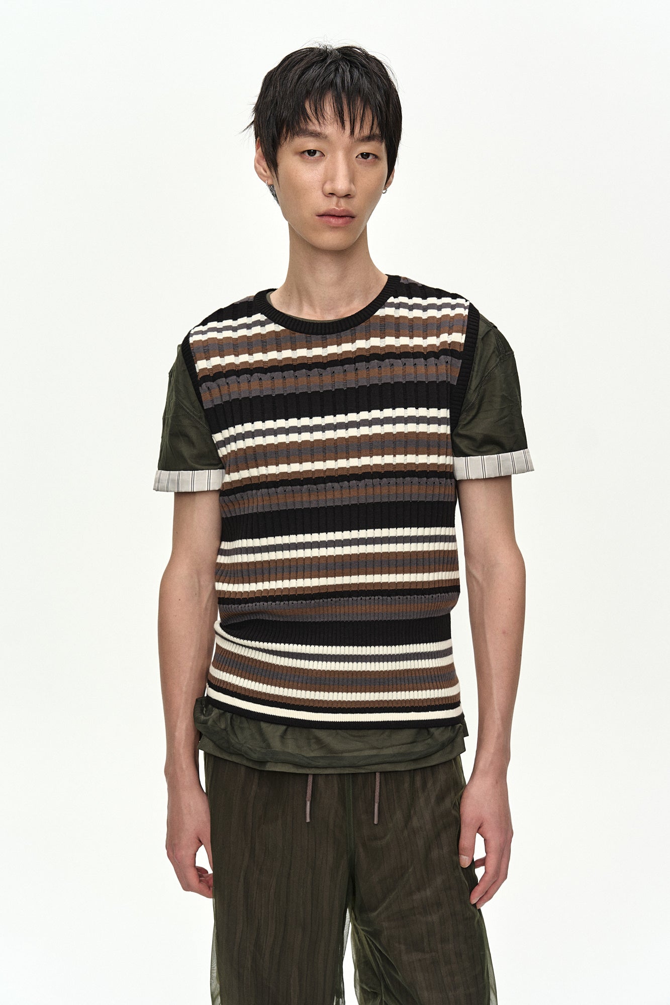 Andersson Bell - Contrast Rib Sleeveless (Black/Grey/Brown) product image 5 | TRAB K-Fashion Australia