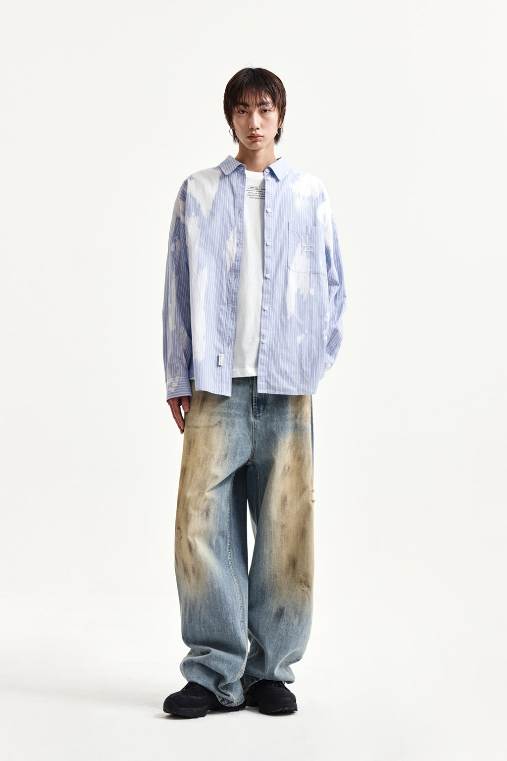 Matin Kim - Embroidery Small Logo Shirt (Light Blue) product image 14 | TRAB K-Fashion Australia