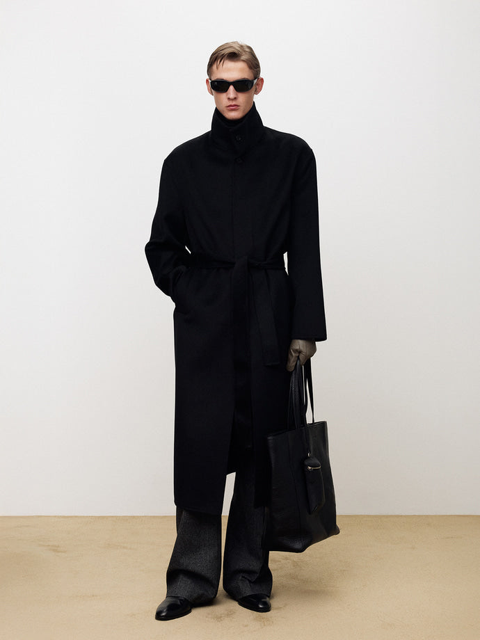 Tonywack - Hand-Made Wool Cashmere Stand-Collar Coat (Black) product image 3 | TRAB K-Fashion Australia
