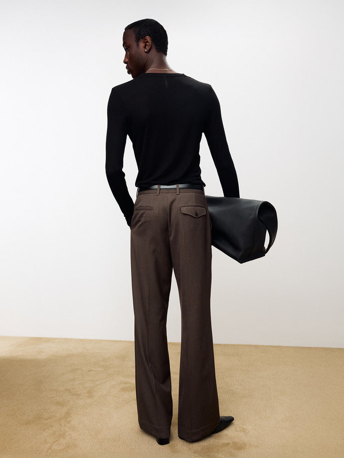 Tonywack - Melange Wool Wide-Leg Pleated Trousers (Hazelnut) product image 3 | TRAB K-Fashion Australia