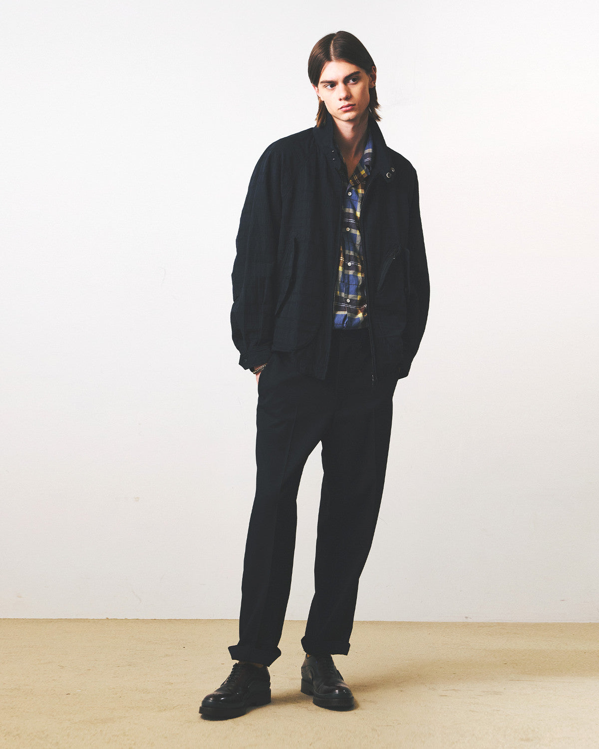 Eastlogue - Breeze Harrington Jumper (Navy Linen Check) product image 4 | TRAB K-Fashion Australia