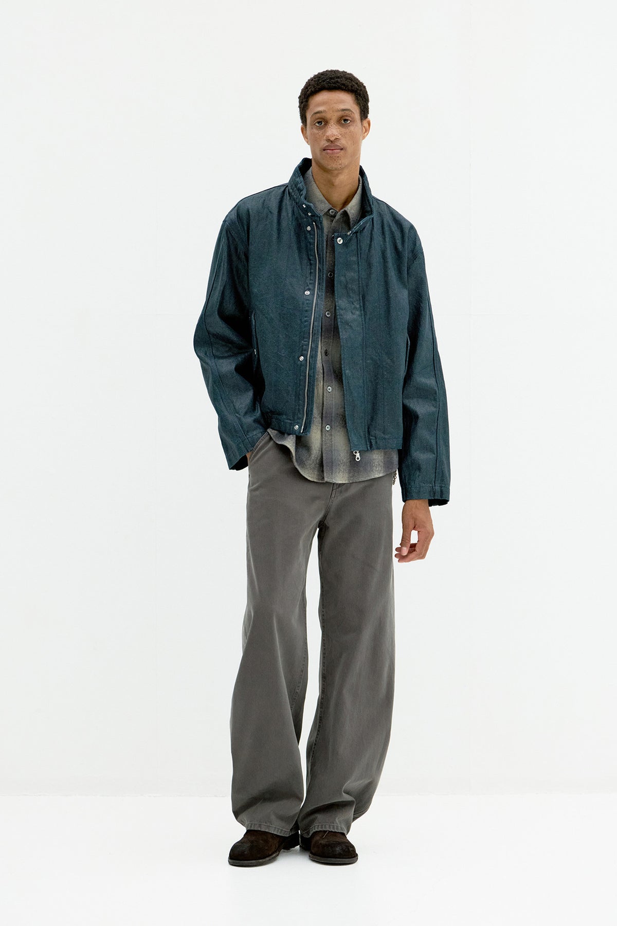 Coor - Coated Denim Stand Neck Jumper (Teel Blue) product image 2 | TRAB K-Fashion Australia