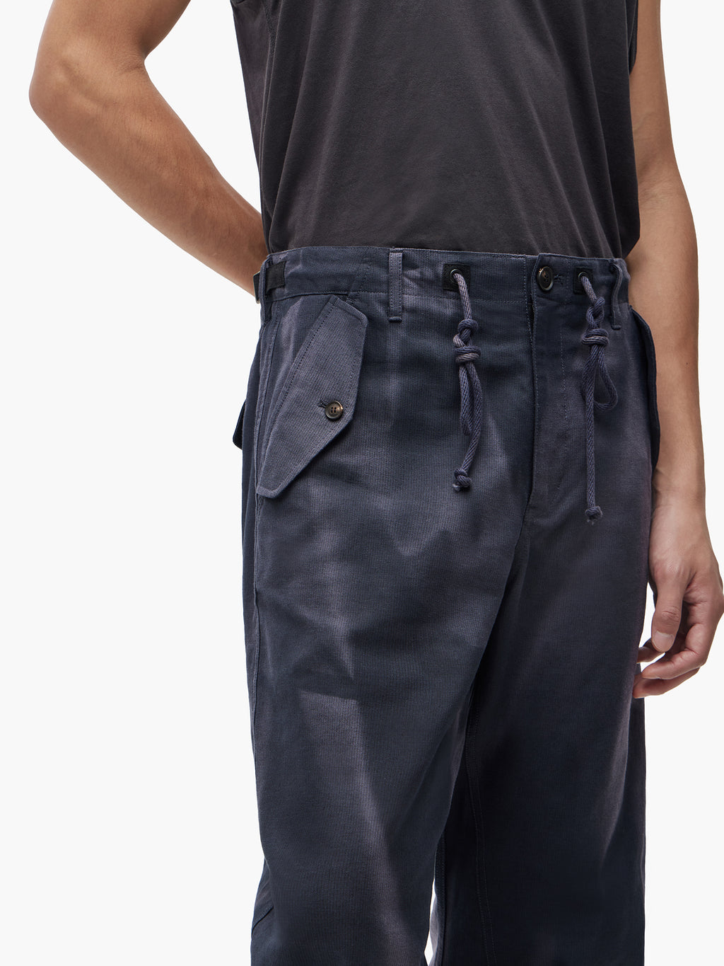 Jiyong Kim - Sun-Bleached Twisted Trousers (Navy) product image 6 | TRAB K-Fashion Australia