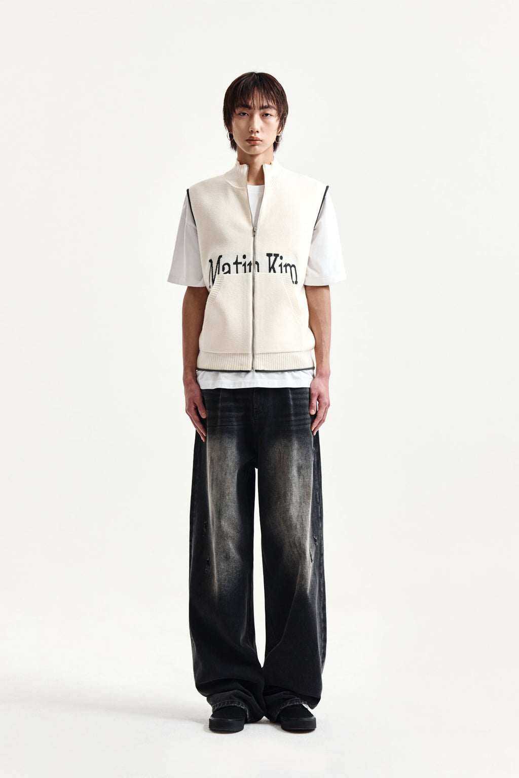 Matin Kim - Matin Spell Point Knit Zip Up Vest (Ivory) product image 13 | TRAB K-Fashion Australia
