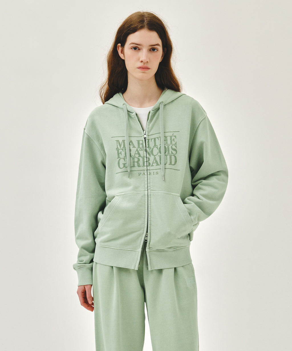 Marithe & Francois Girbaud - Classic Logo Dyeing Hoodie Zipup (Mint) product image 1 | TRAB K-Fashion Australia