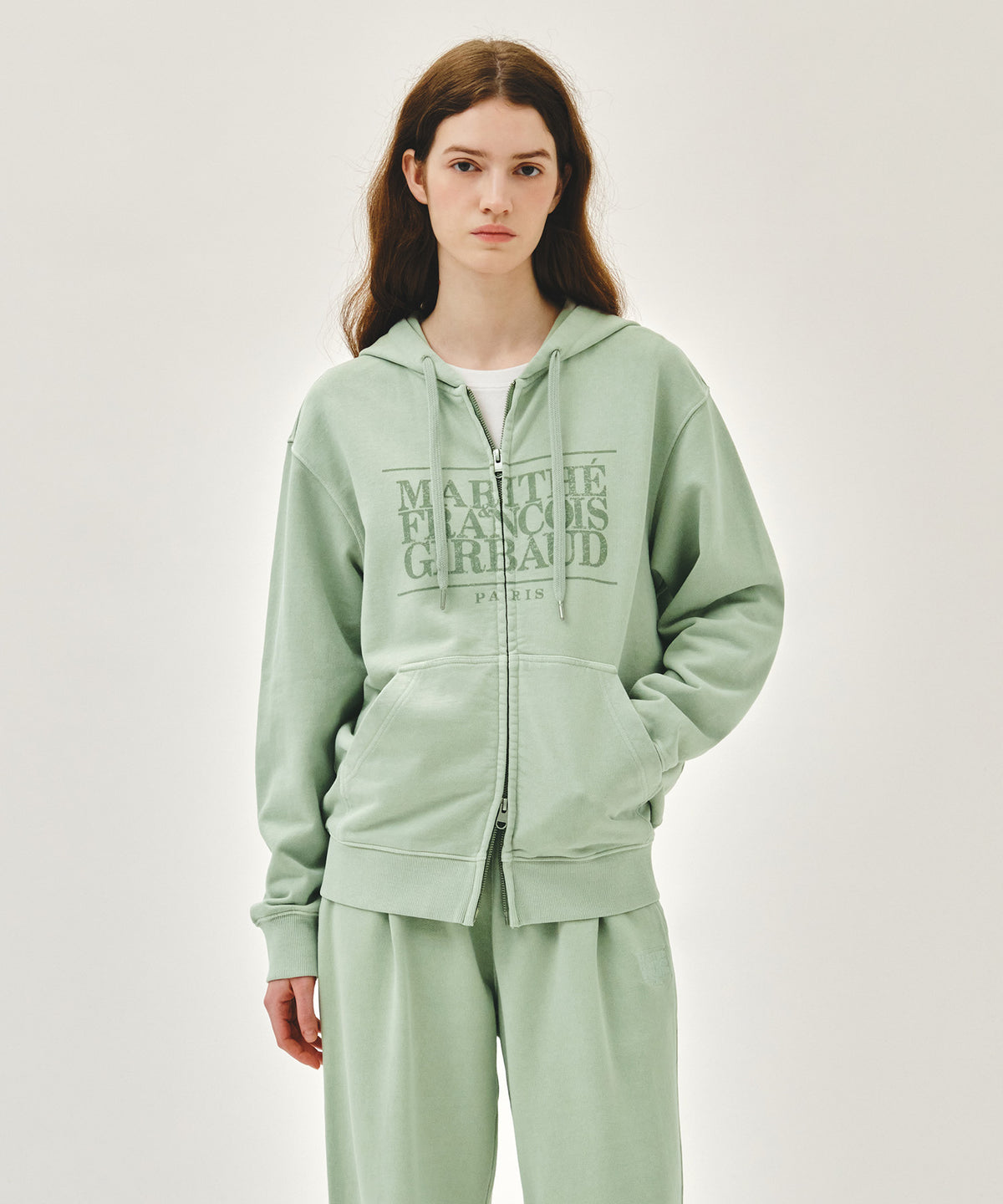 Marithe & Francois Girbaud - Classic Logo Dyeing Hoodie Zipup (Mint) product image 1 | TRAB K-Fashion Australia