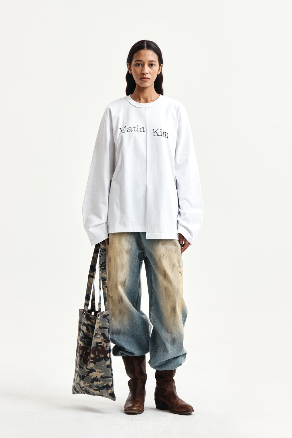 Matin Kim - Asymmetric Logo Top (White) product image 9 | TRAB K-Fashion Australia