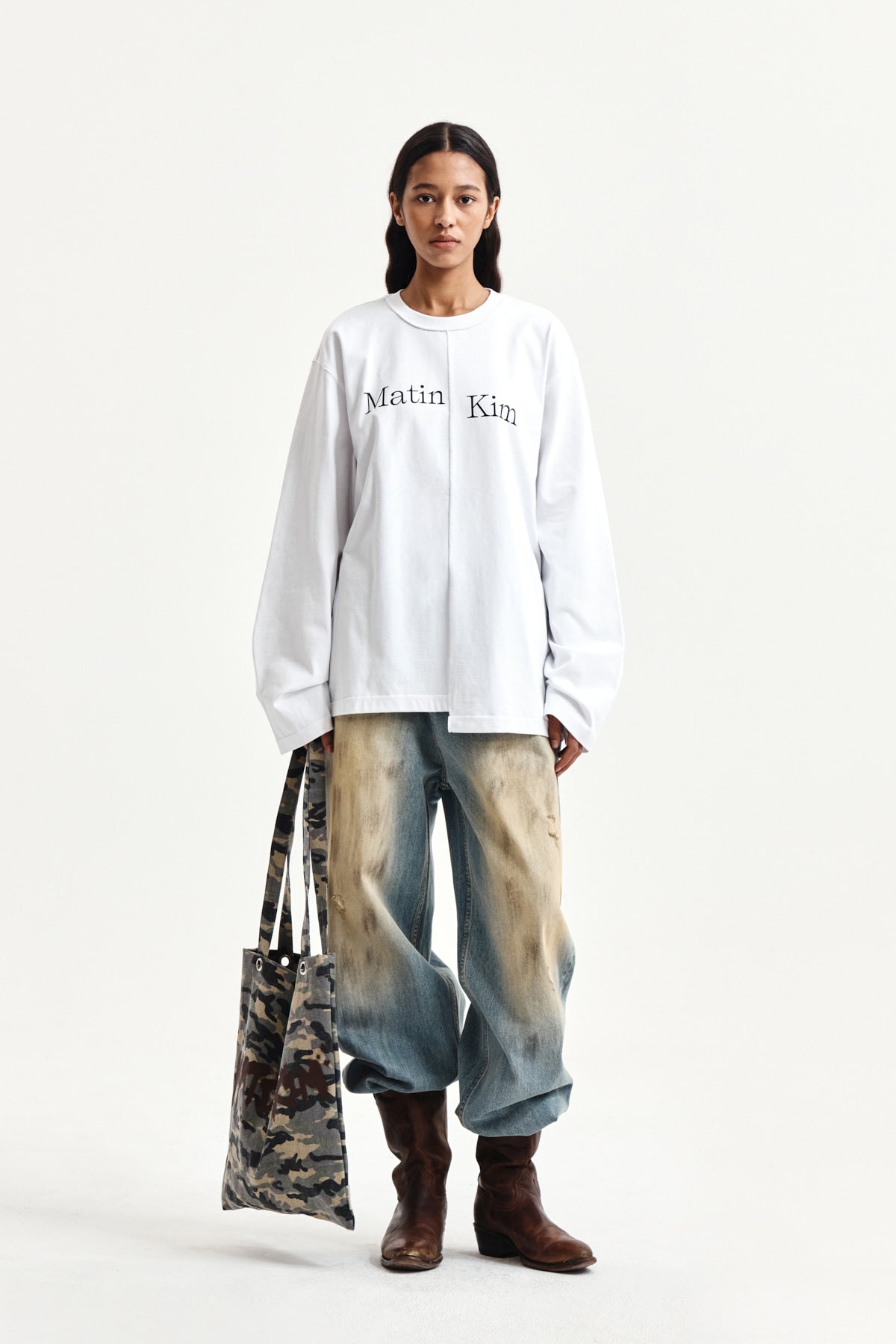 Matin Kim - Asymmetric Logo Top (White) product image 9 | TRAB K-Fashion Australia