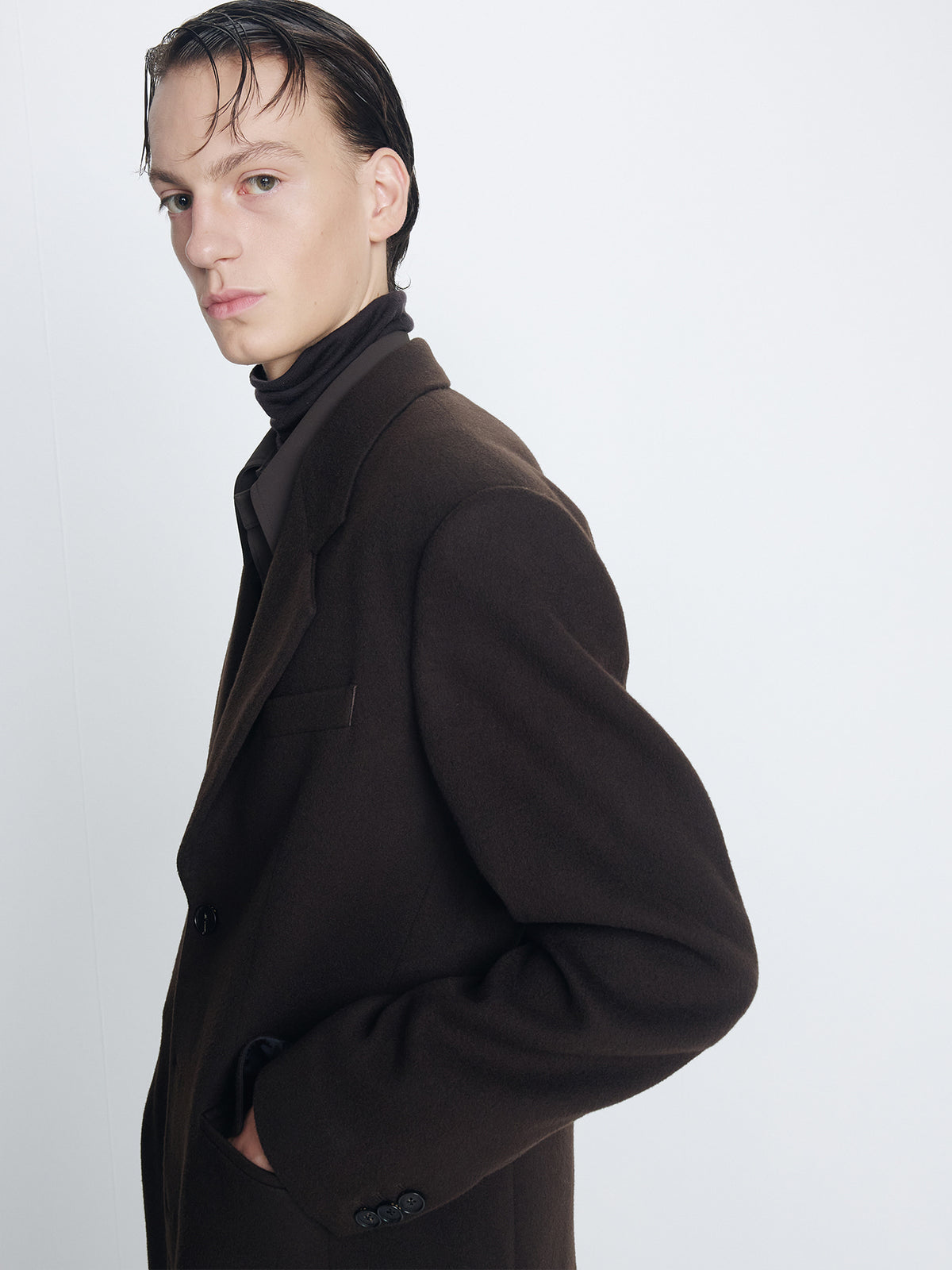 Tonywack - Wool And Cashmere Tailored Coat (Deep Brown) product image 4 | TRAB K-Fashion Australia