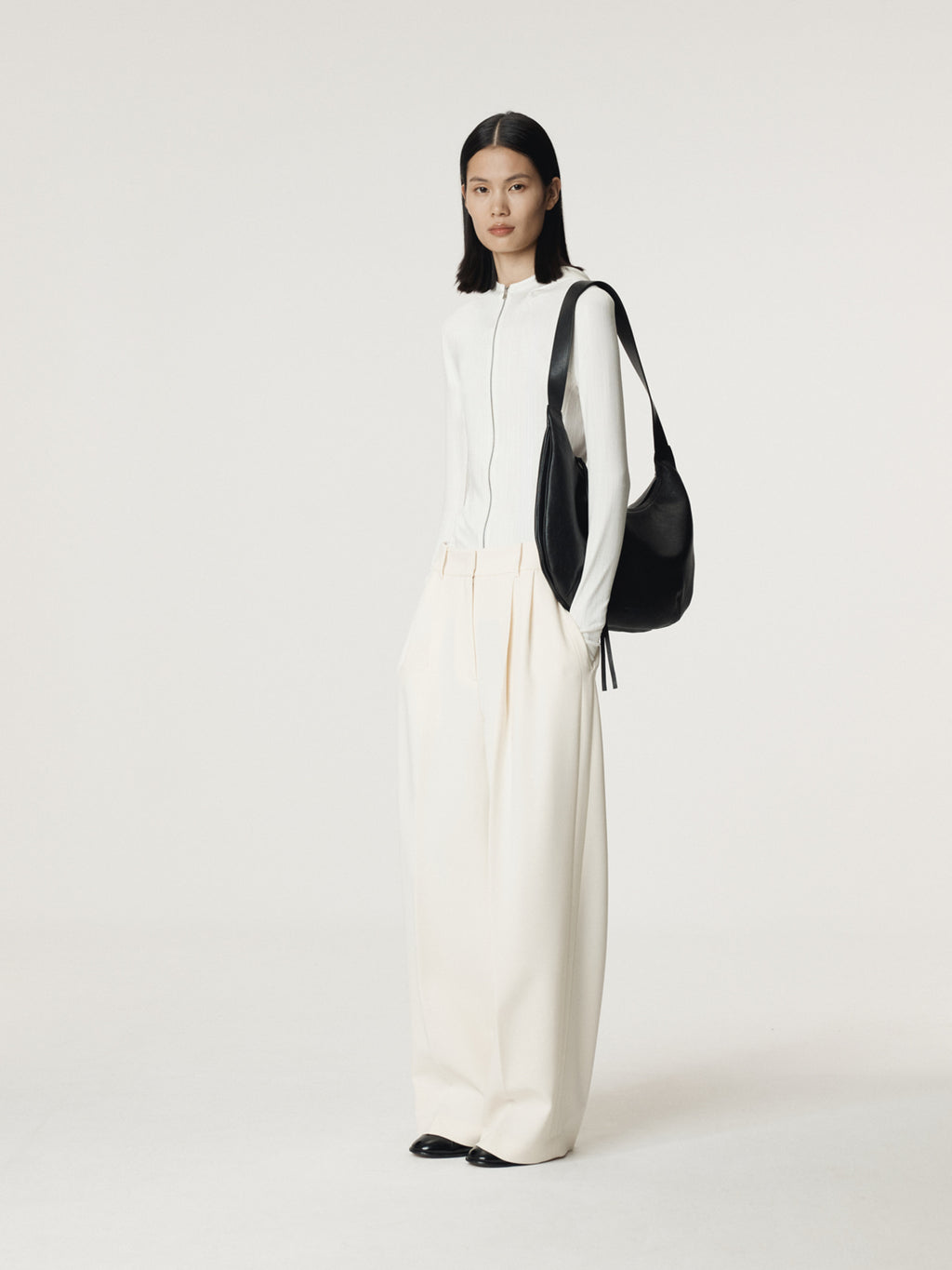 Recto - Sheer Jersey Fitted Zip Hoodie (Ivory) product image 2 | TRAB K-Fashion Australia