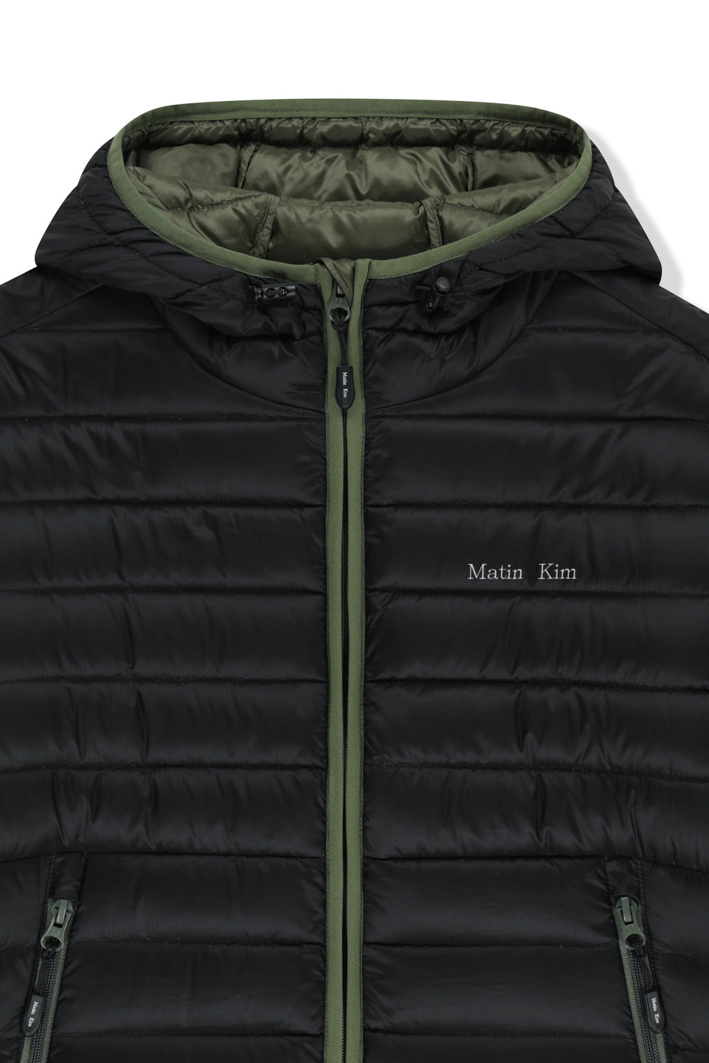 Matin Kim - Contrast Trim Light Down Hoody Jumper (Black) product image 3 | TRAB K-Fashion Australia